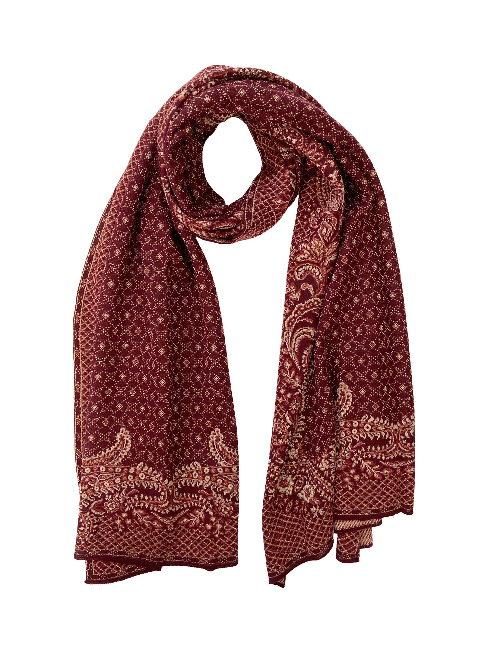 Winter Wear - Soft Knitted Warm Maroon Women Shawl.