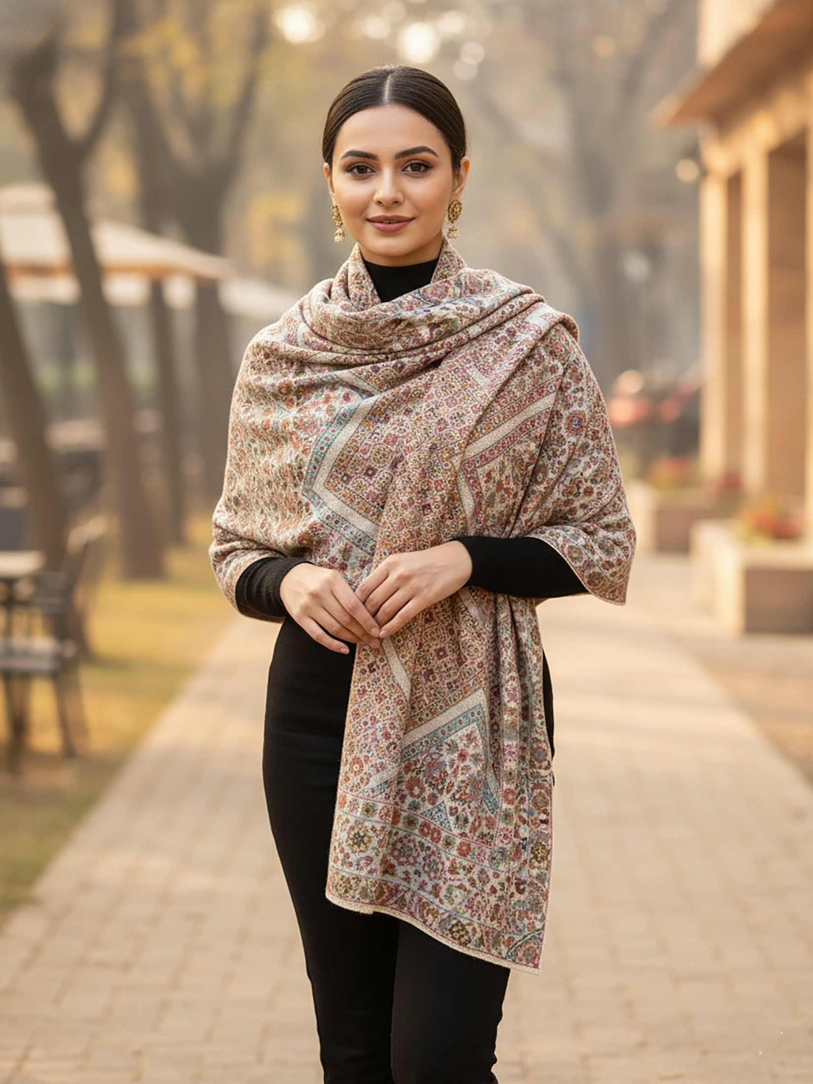 Winter Wear - Soft Knitted Warm Off White Acrylic Women Shawl