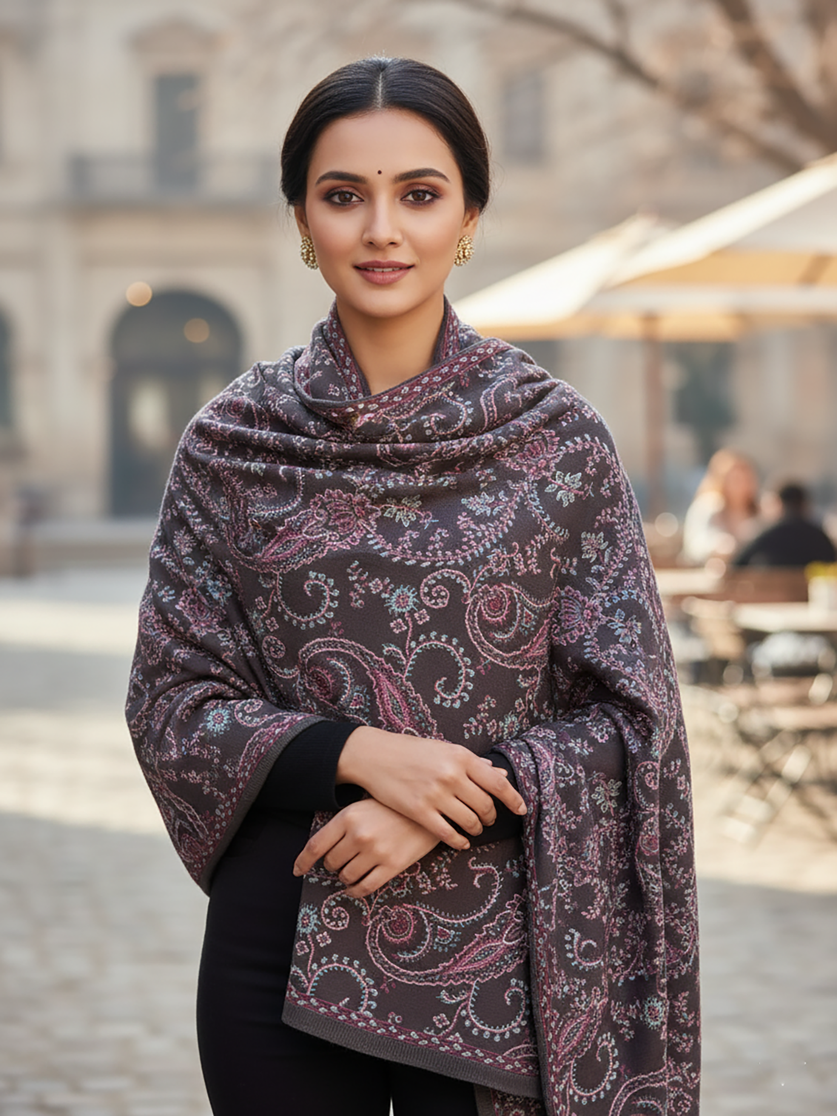 Winter Wear - Soft Knitted Warm Grey Acrylic Women Shawl