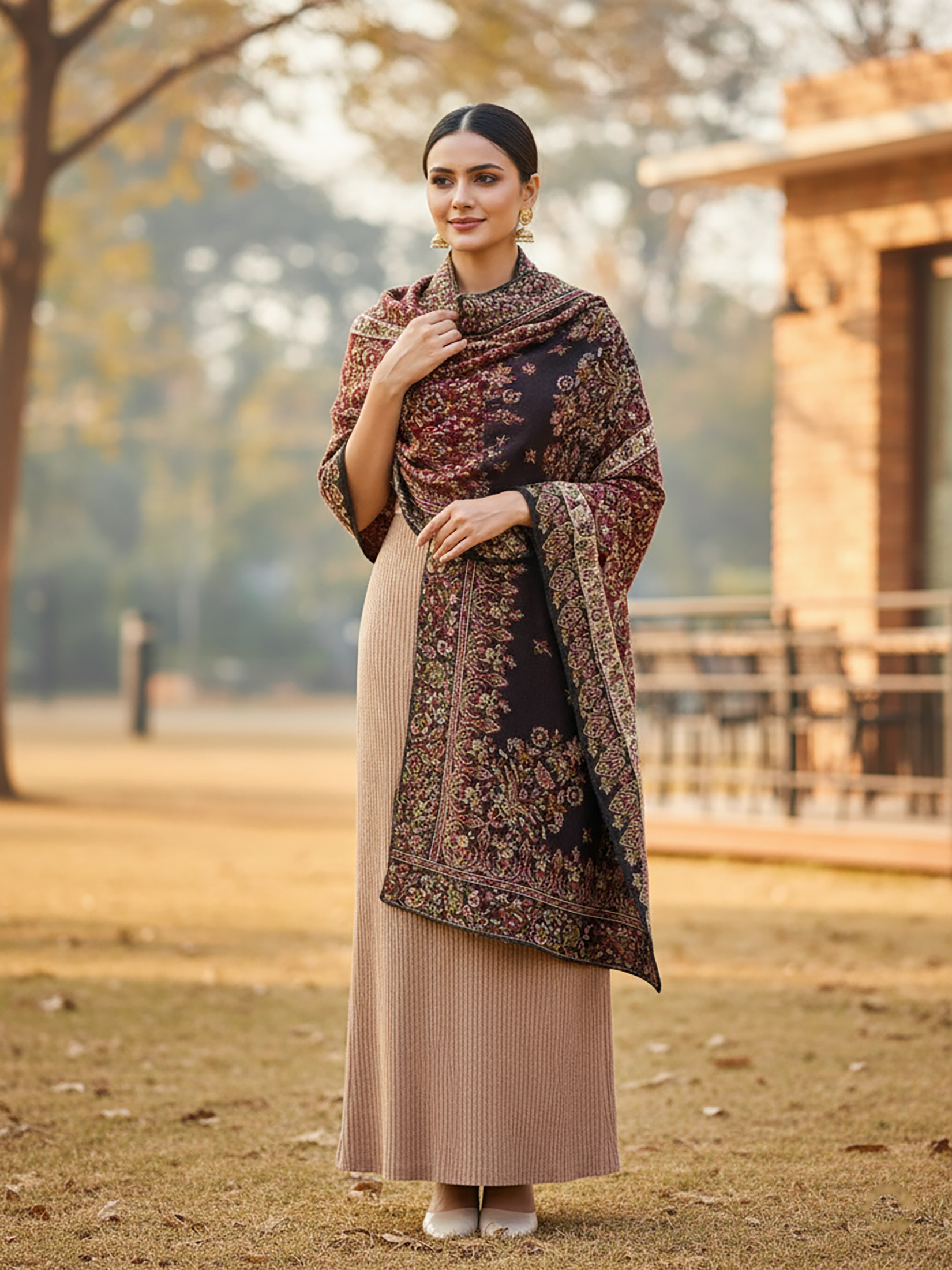 Winter Wear - Soft Knitted Warm Acrylic Black Women Shawl