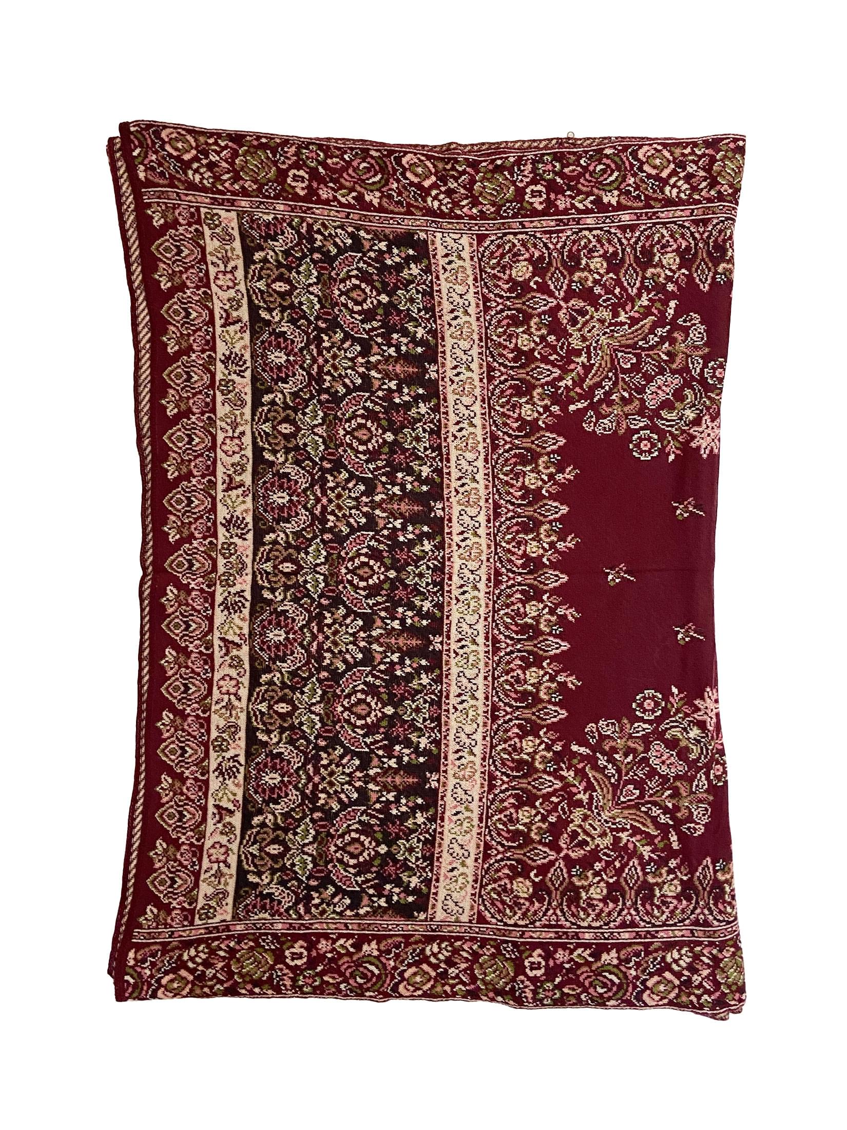 Winter Wear - Soft Knitted Warm Maroon Acrylic Women Shawl.