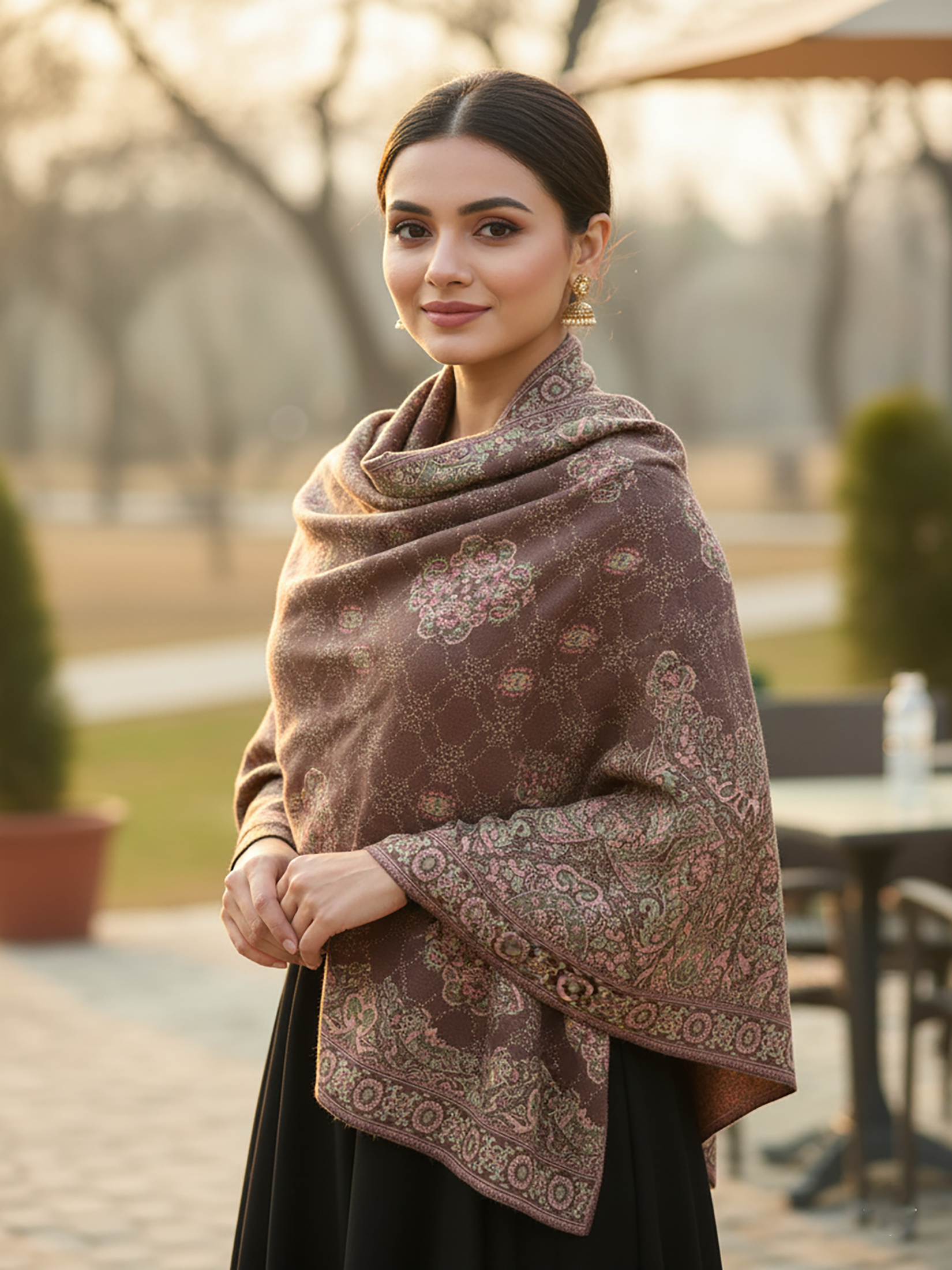 Winter Wear - Soft Knitted Warm Brown Acrylic Women Shawl