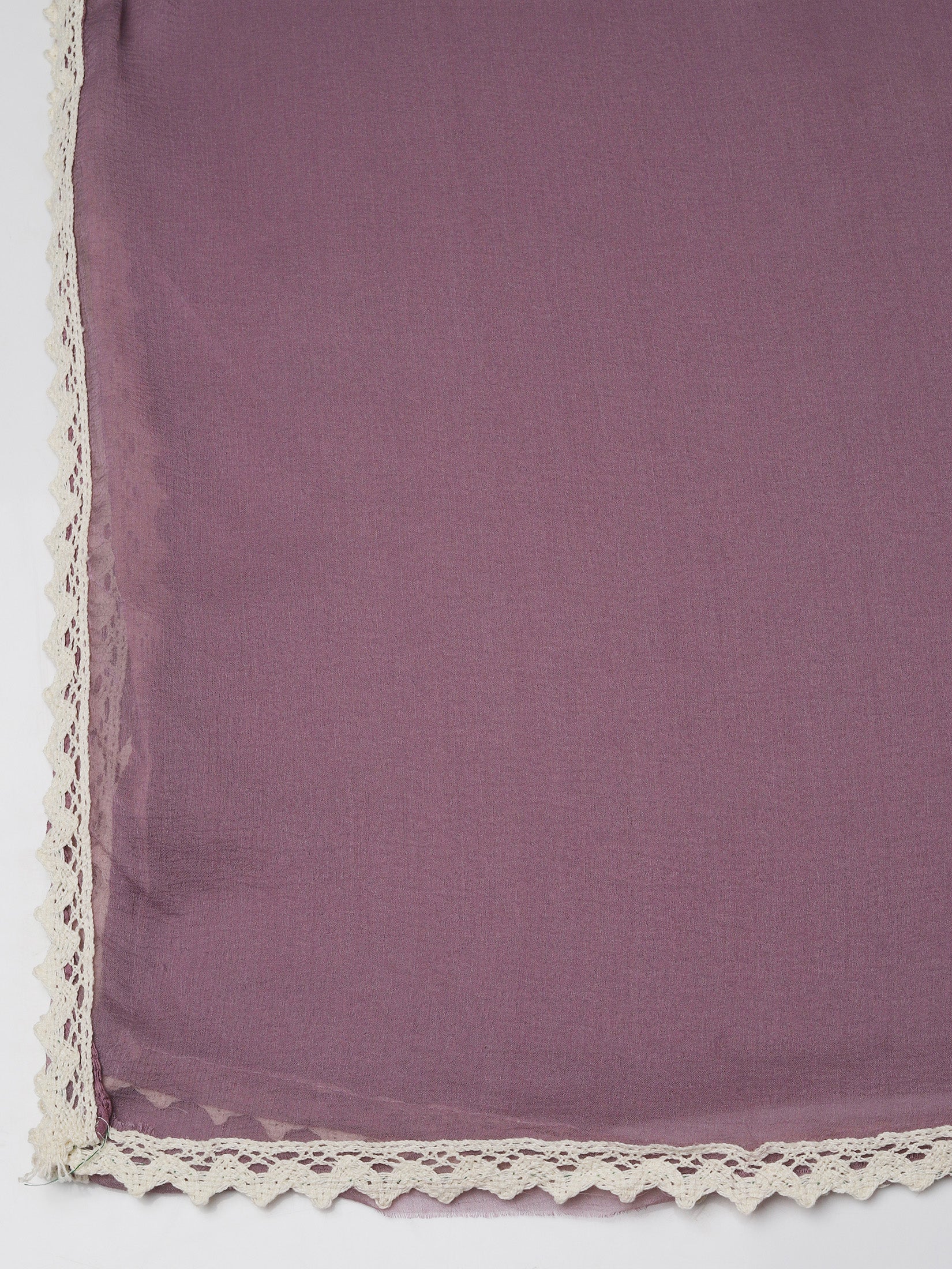 Women Viscose Organza Lilac Embroidered Kurta Comfort Pant Dupatta