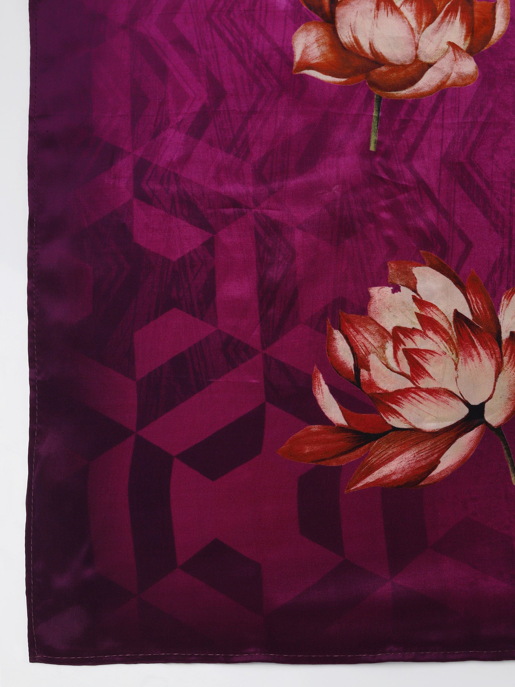 Women Natural Crepe Purple Printed Kurta Comfort Pant Dupatta