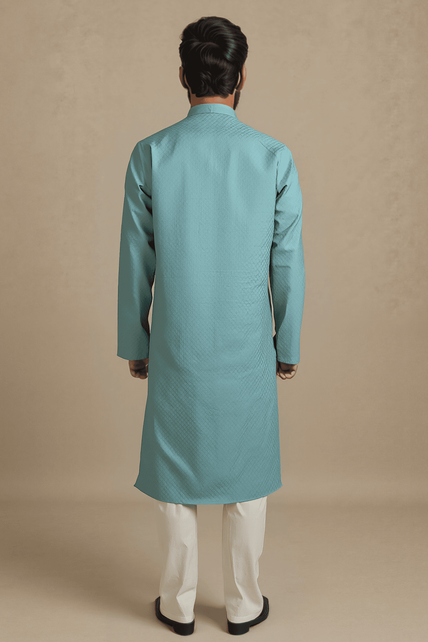 Men Blue Solid Straight Kurta.