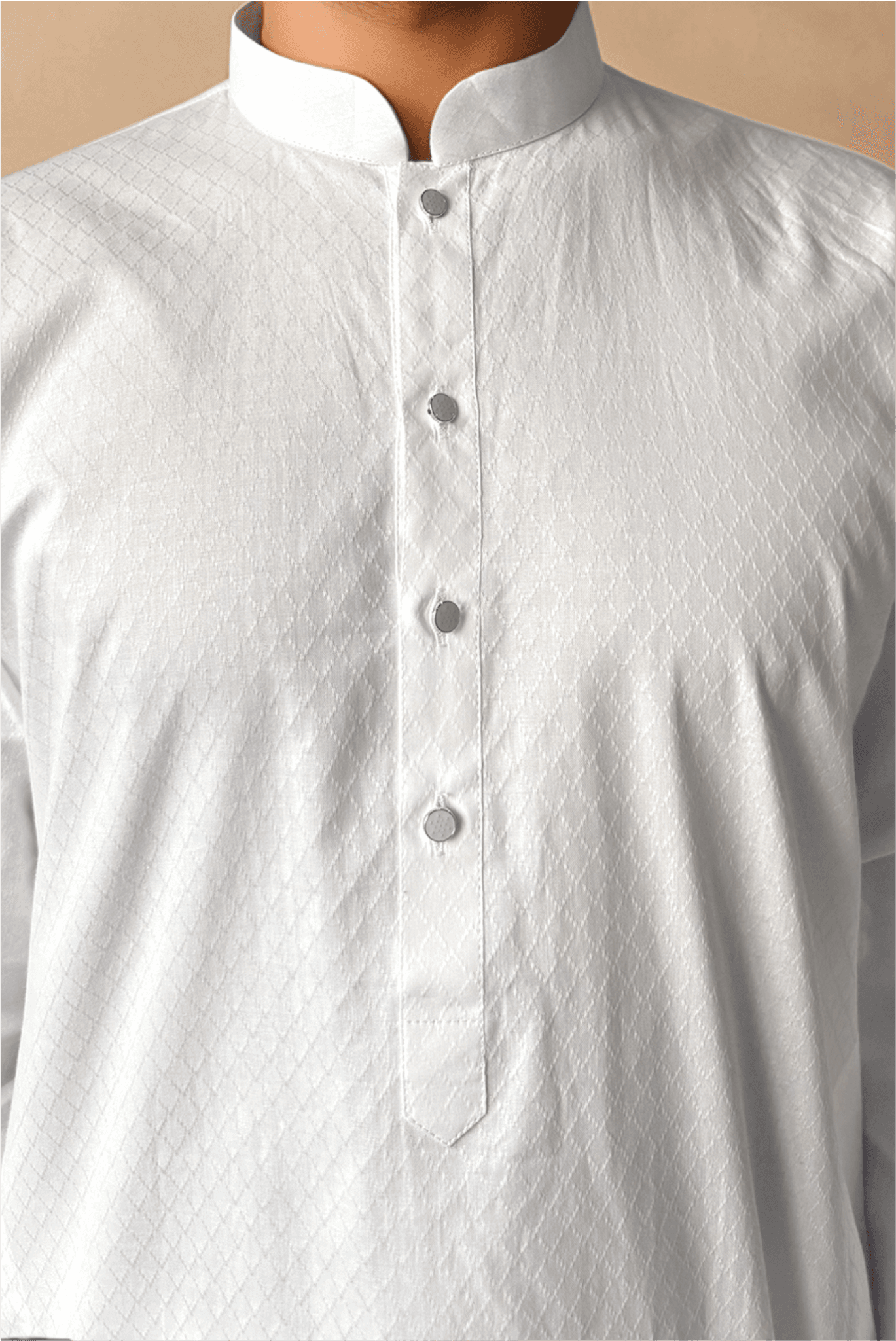 Men White Embroidered Straight Kurta With Trouser.