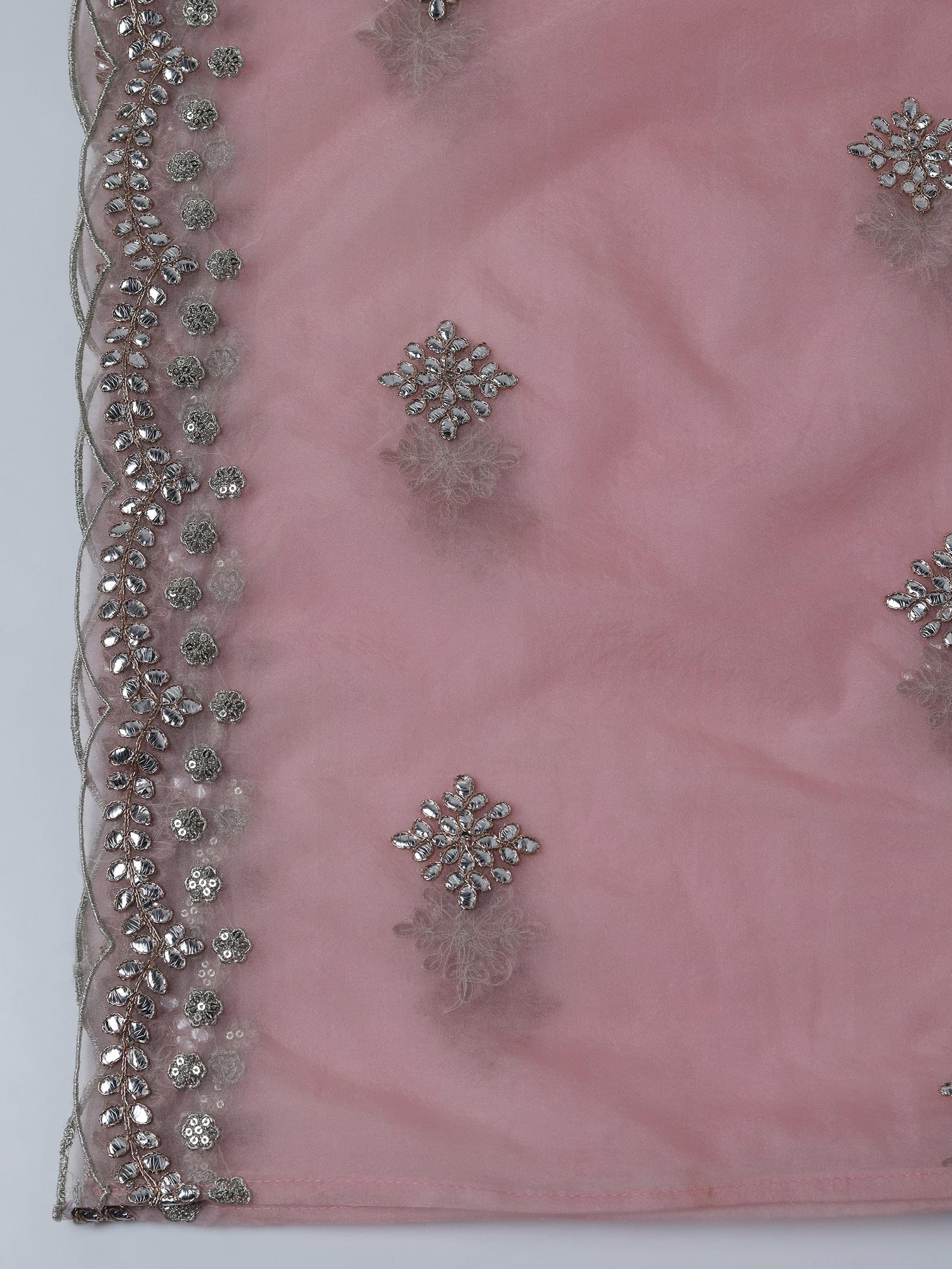 Women Chanderi Pink Embroidered Kurta Comfort Pant Dupatta.