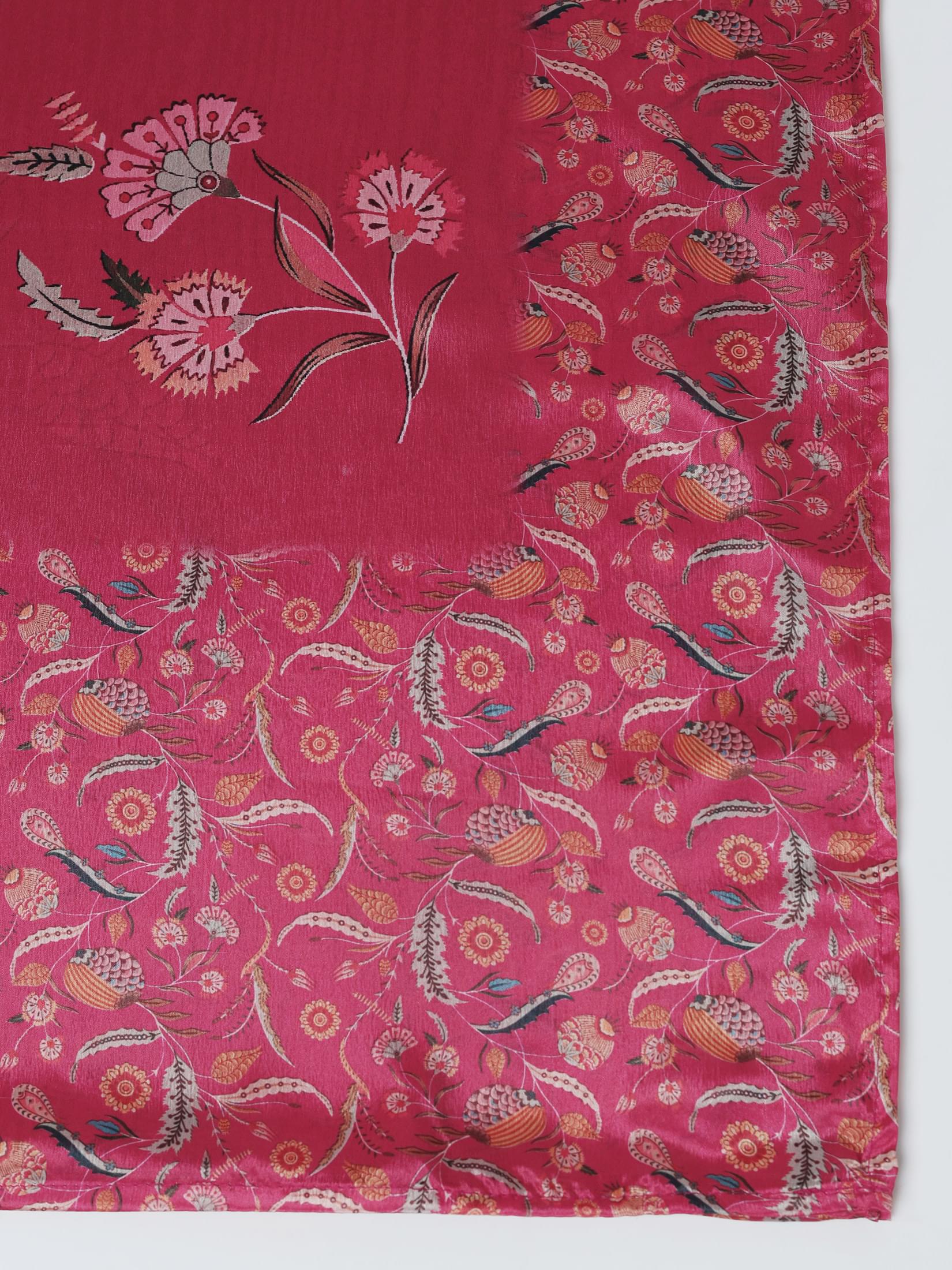 Women Chinon Pink Embroidered Kurta Comfort Pant Dupatta.