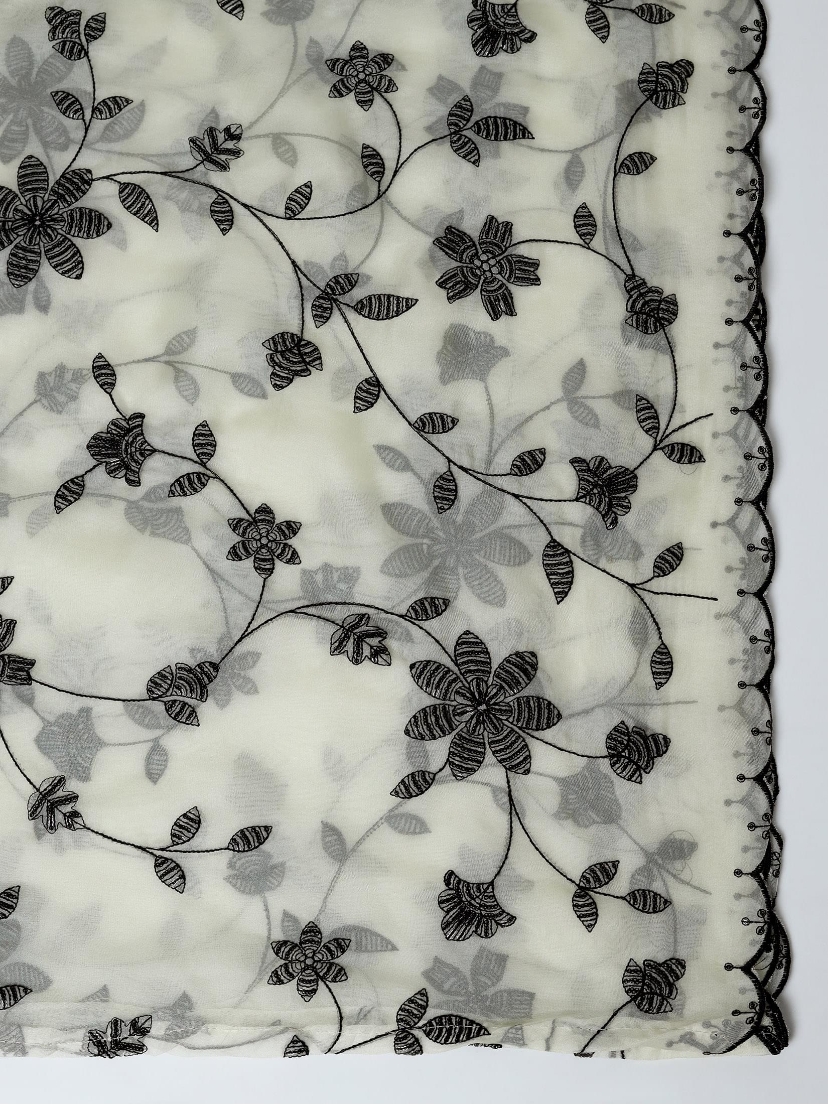 Women Off White Embroidered Kurta Comfort Pant Dupatta.