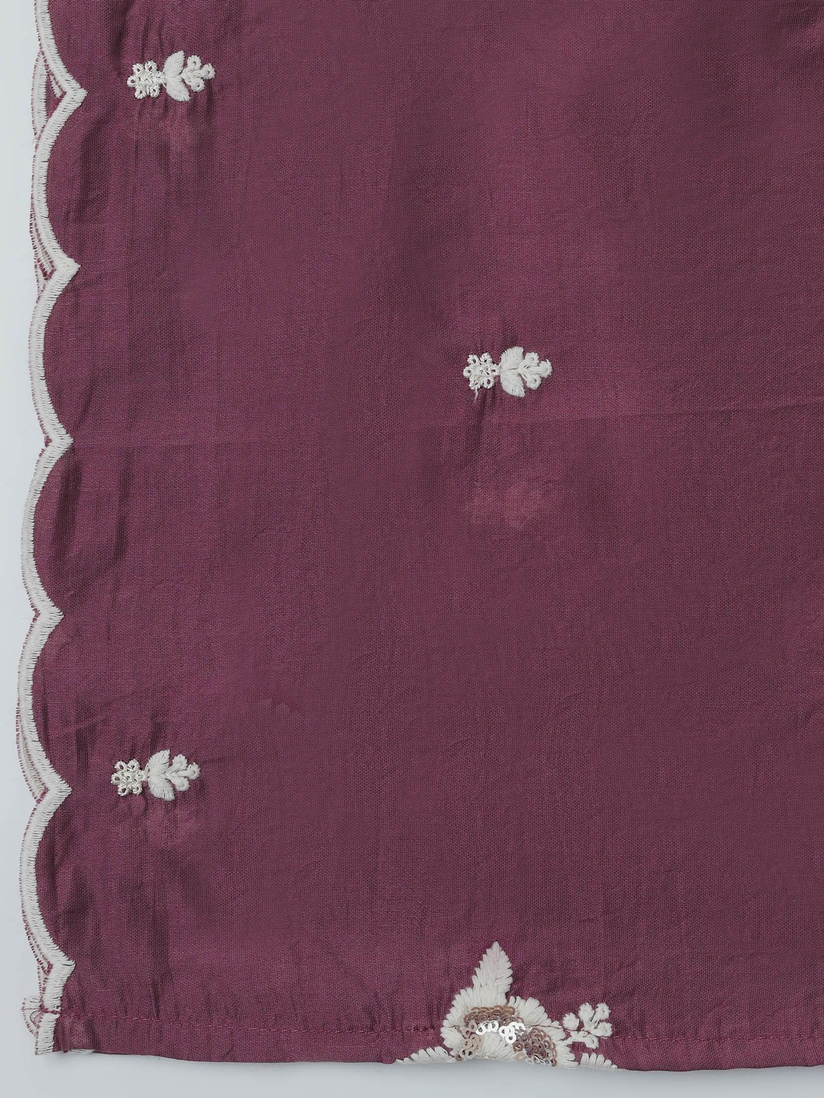 Women Silk Blend Lilac Embroidered Kurta Comfort Pant Dupatta.
