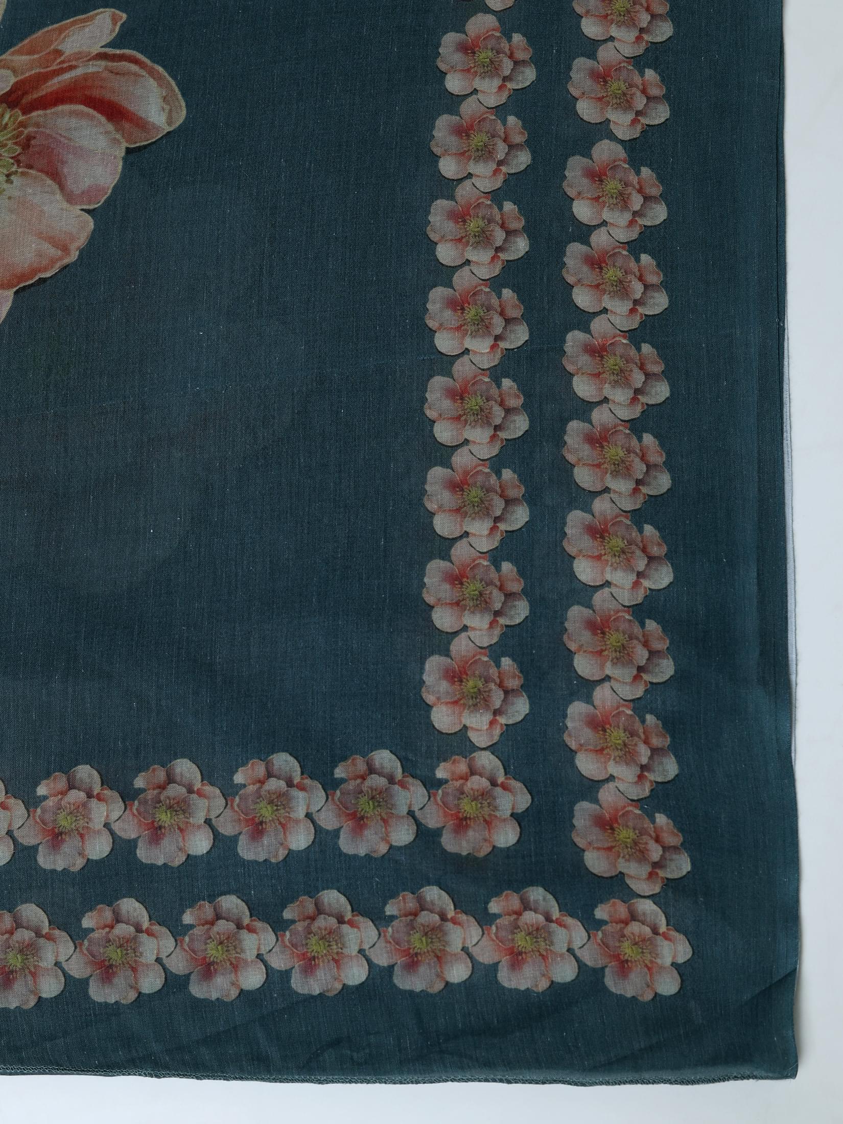 Women Cotton Blue Embroidered Kurta Comfort Pant Dupatta.