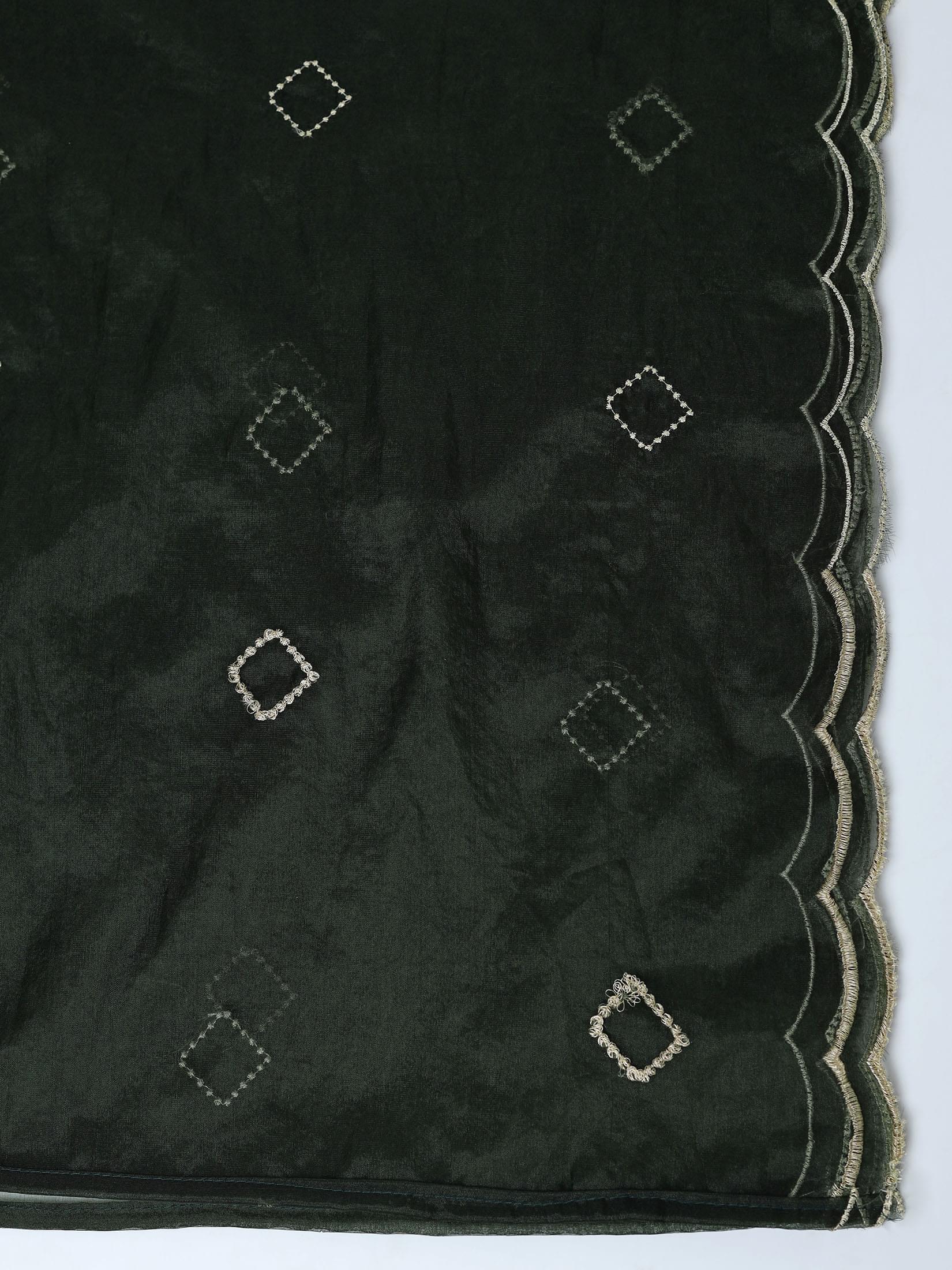 Women Poly Viscose Green Embroidered Kurta Comfort Pant Dupatta.