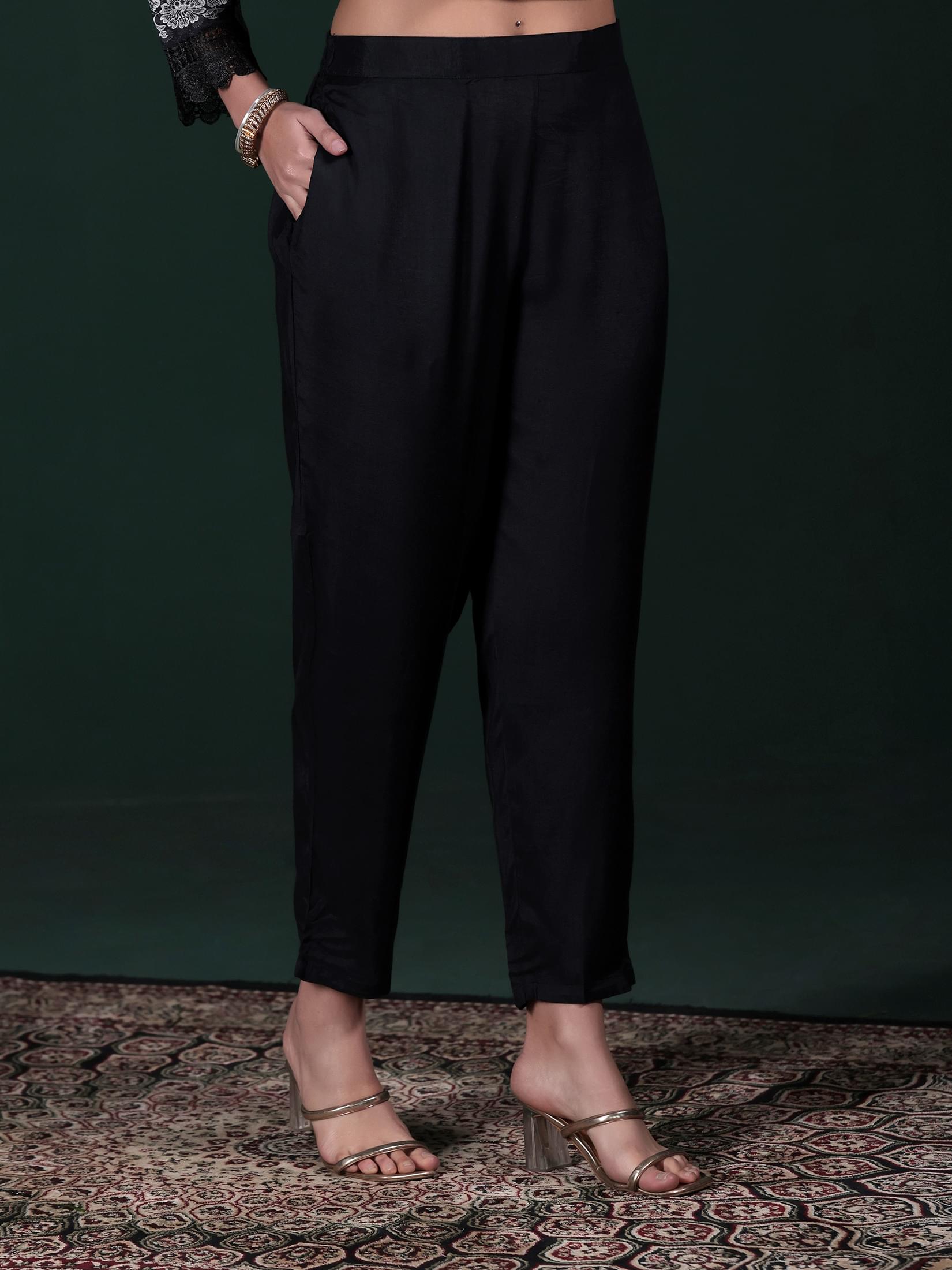 Women Muslin Black Printed Kurta Comfort Pant Dupatta.