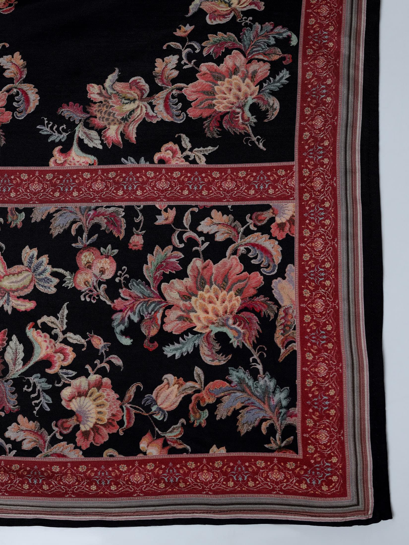 Women Muslin Black Embroidered Kurta Comfort Pant Dupatta.