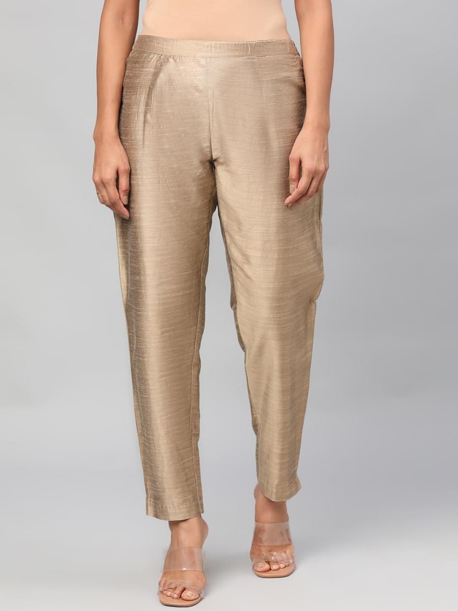 Women Beige Solid Trouser.