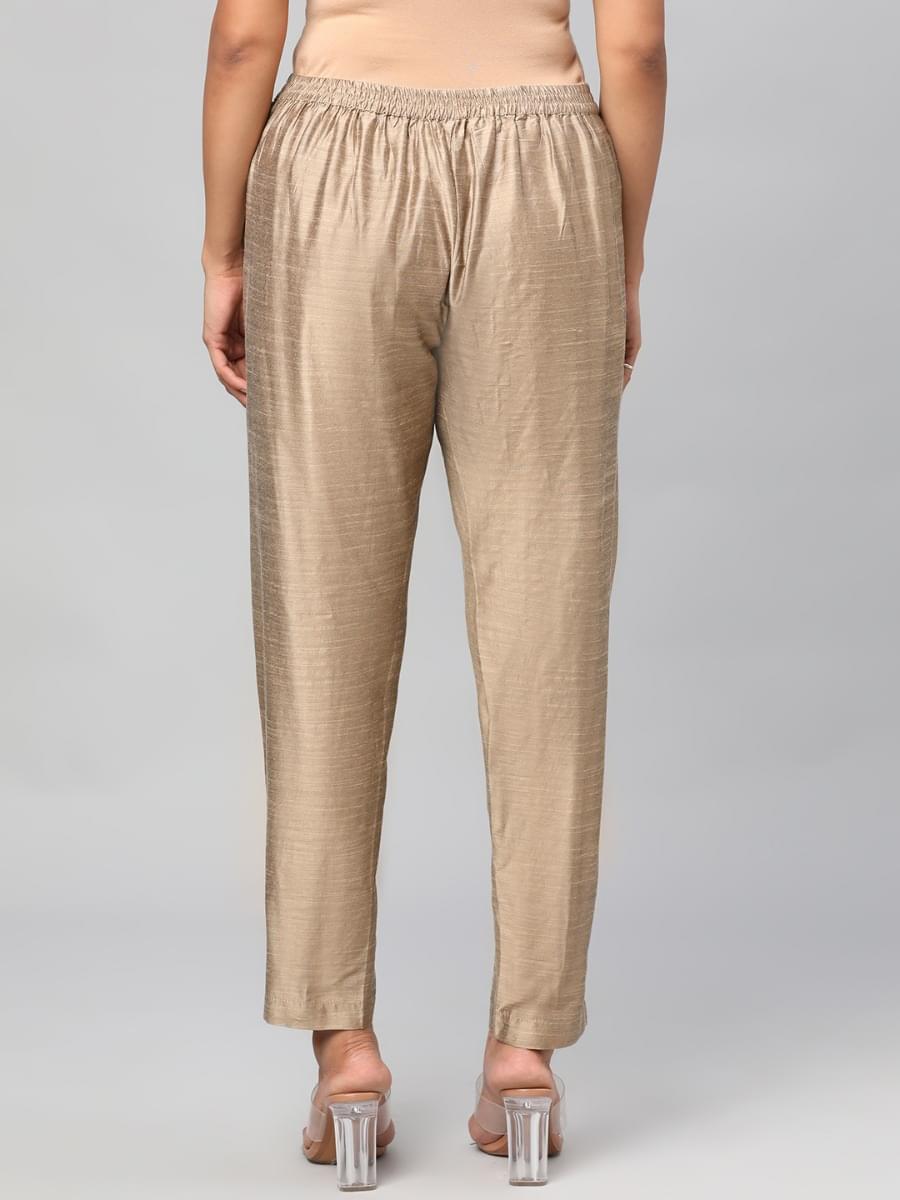 Women Beige Solid Trouser.