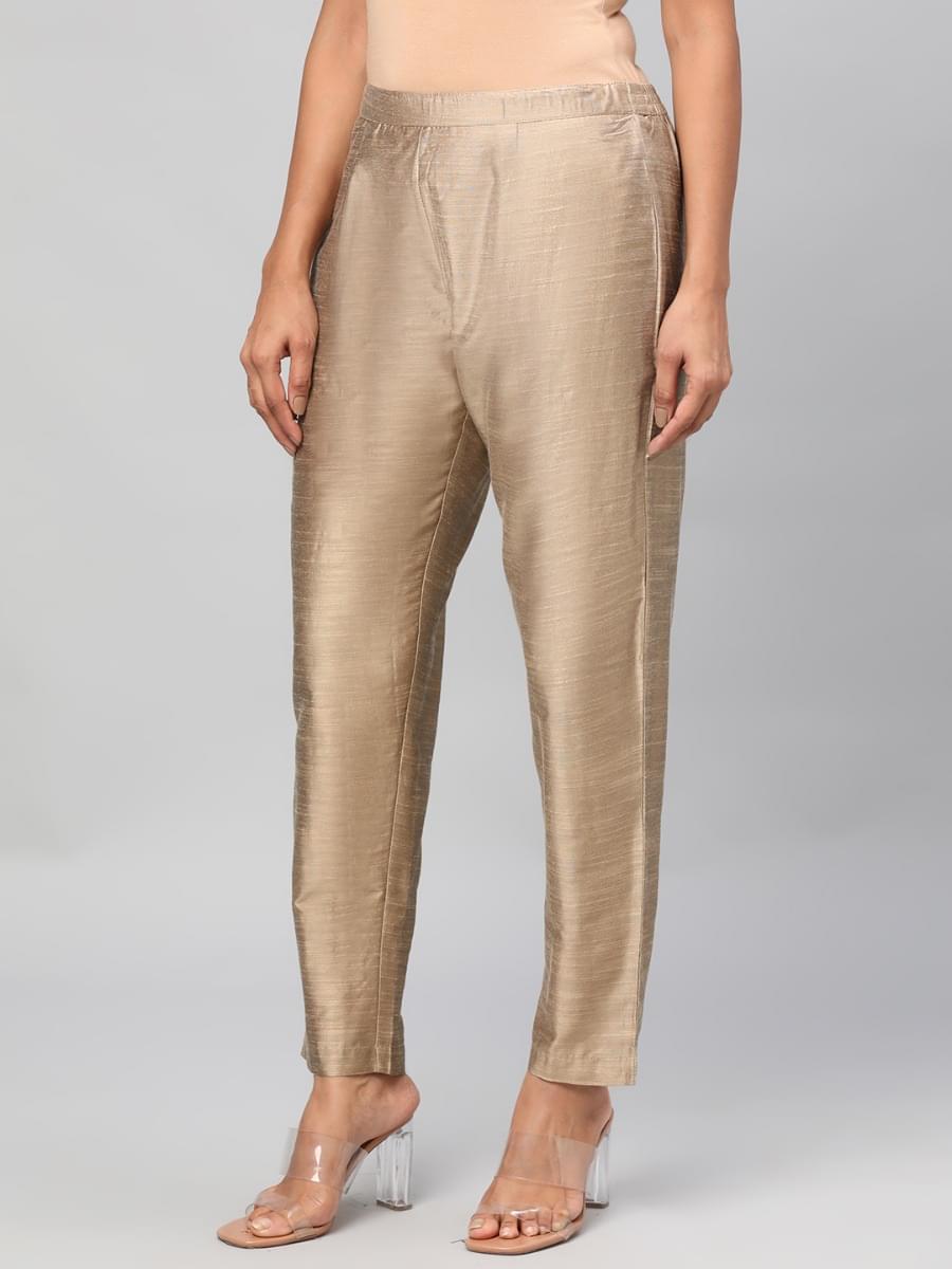 Women Beige Solid Trouser.