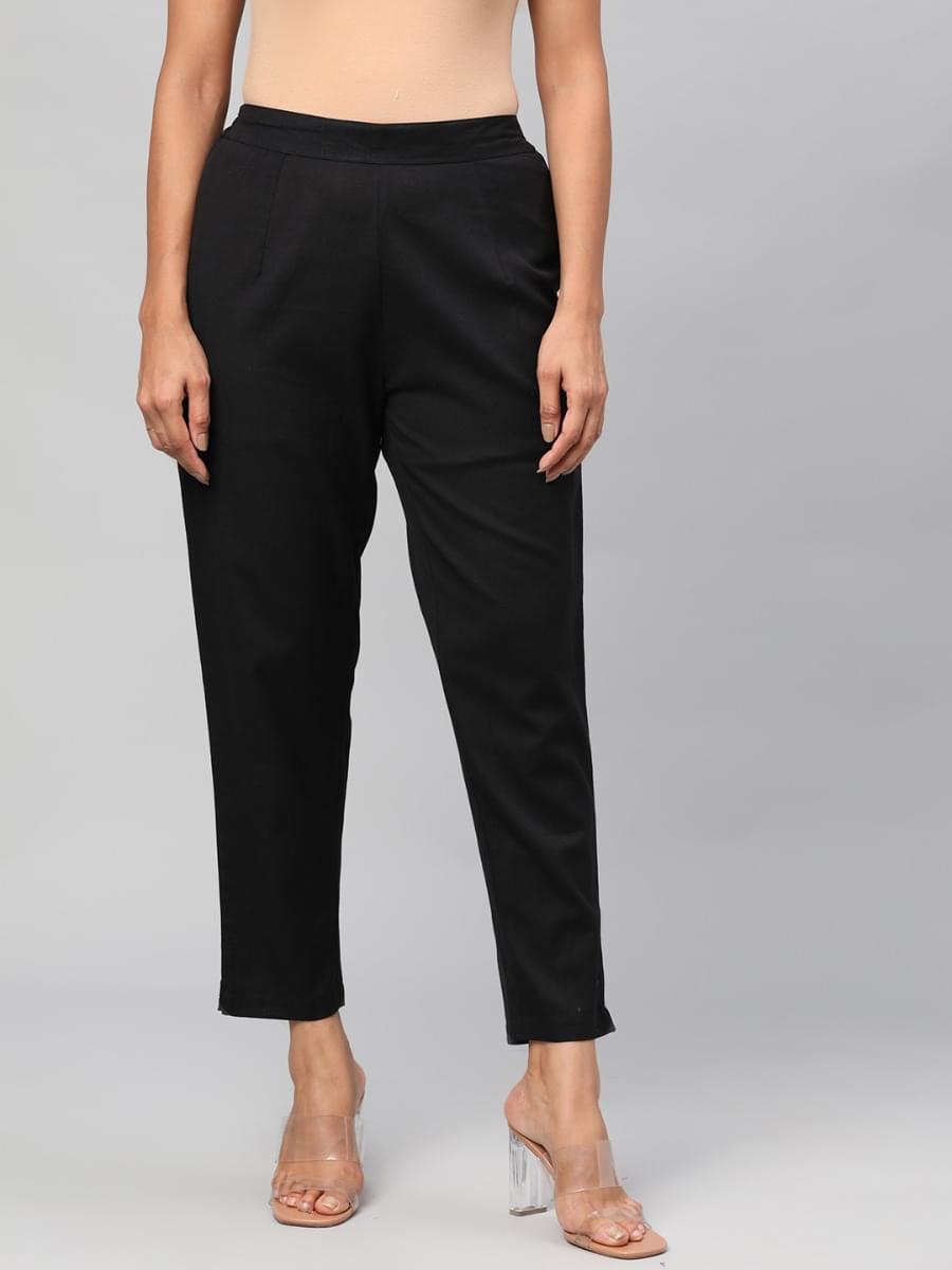 Women Black Solid Trouser.