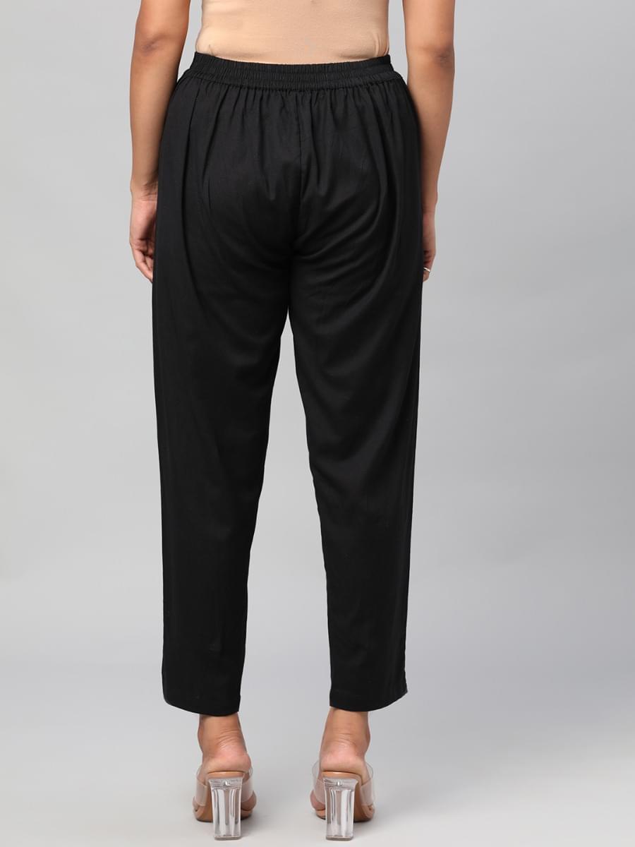 Women Black Solid Trouser.