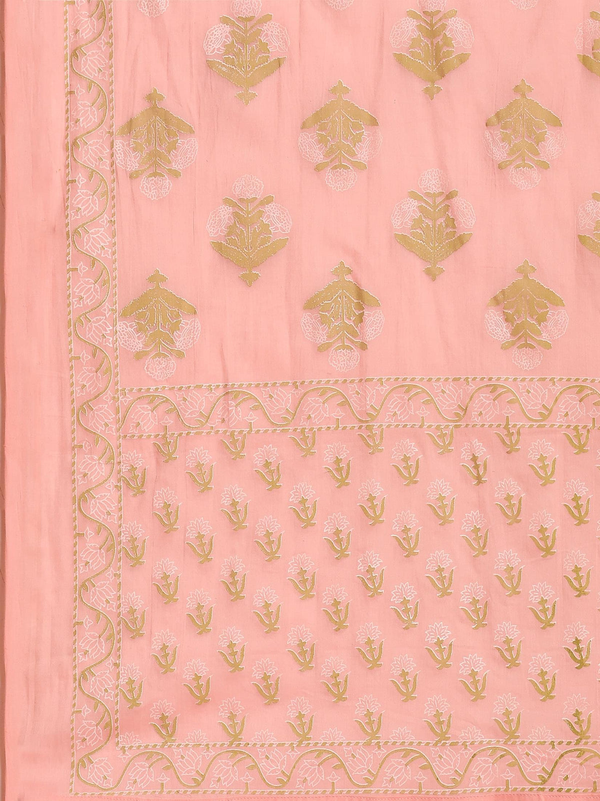 Women Peach Tiered Kurta Trouser Dupatta.