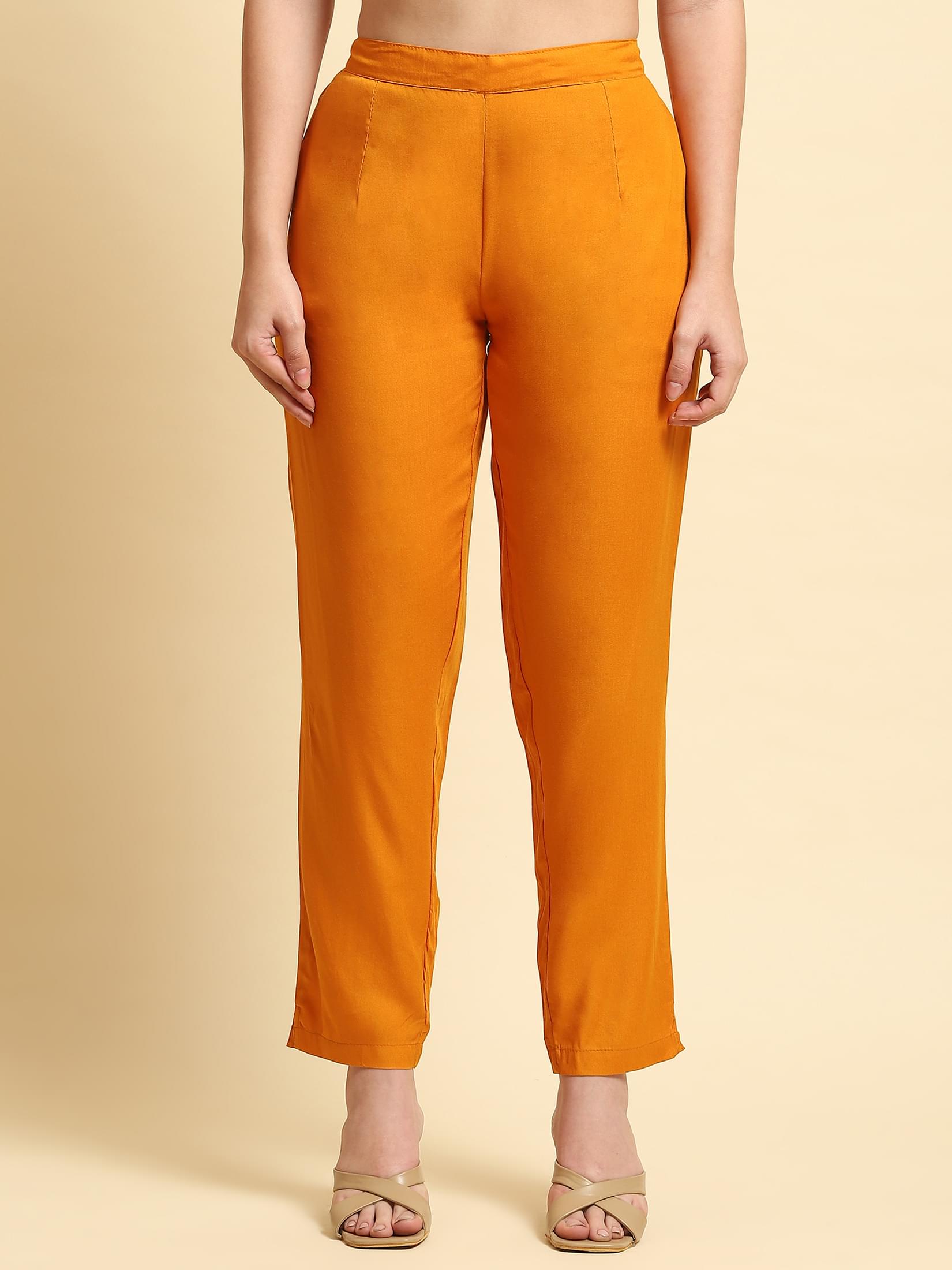 Women Yellow A-line Printed Kurta Trouser Dupatta.