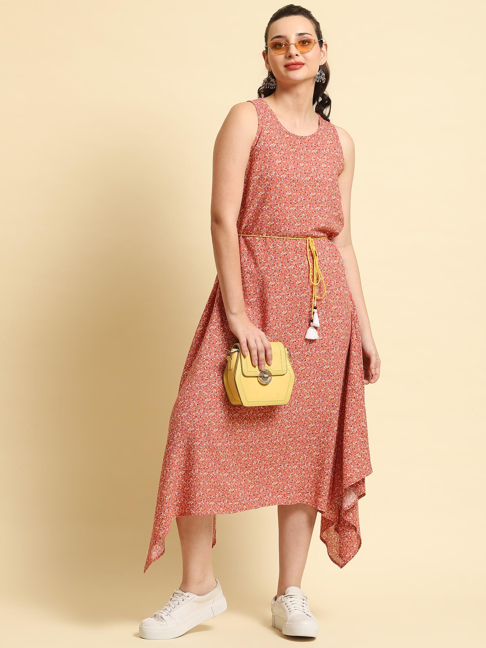 Women Pink Floral Printed Dress.