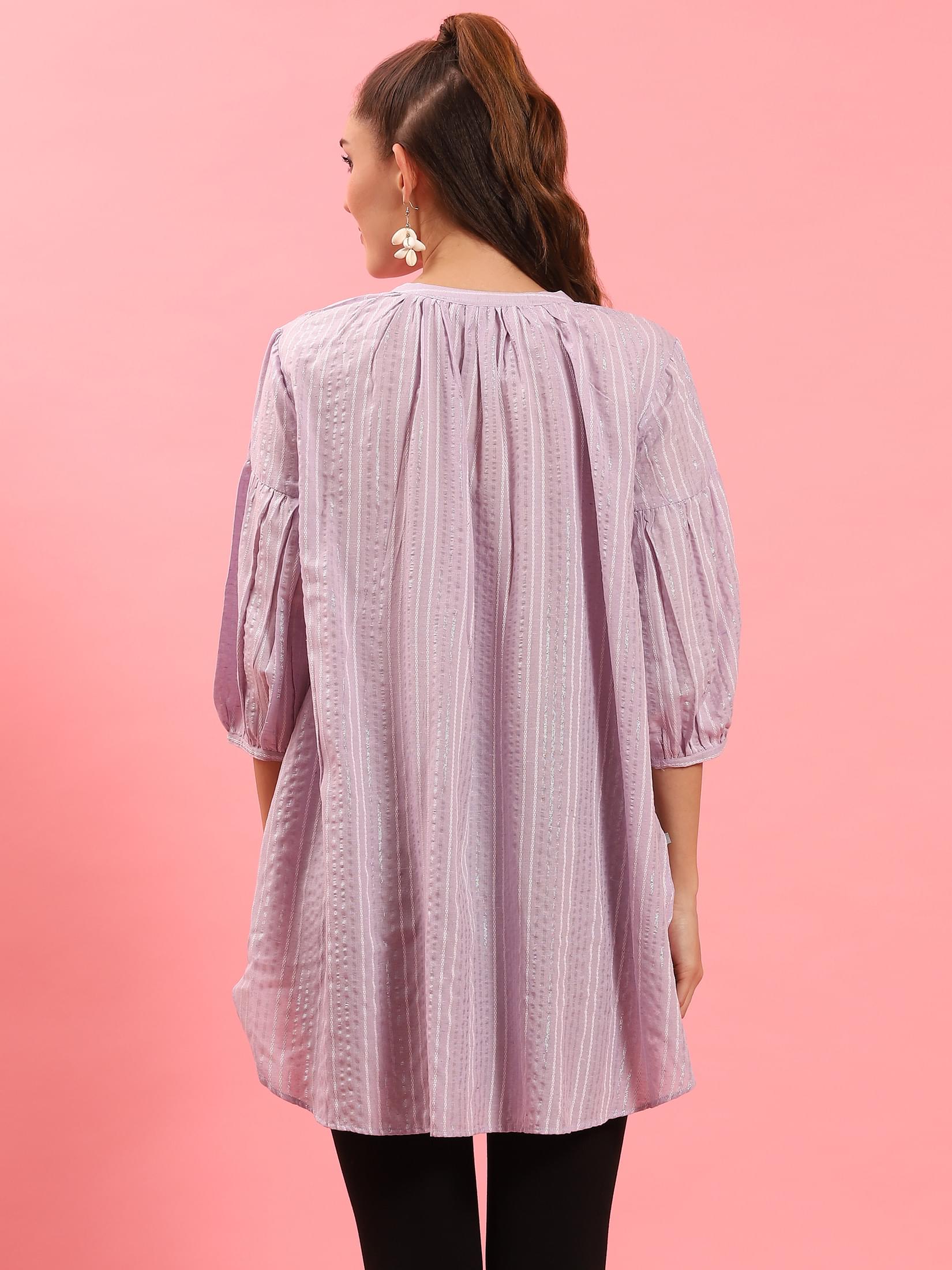 Women Lilac Stripe Printed Tunic.
