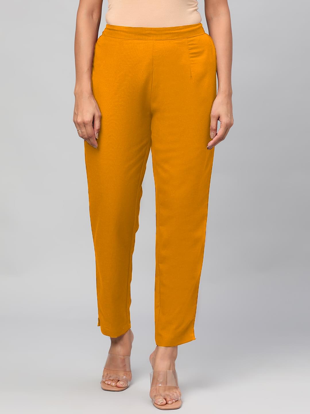 Women Mustard Solid Trouser.