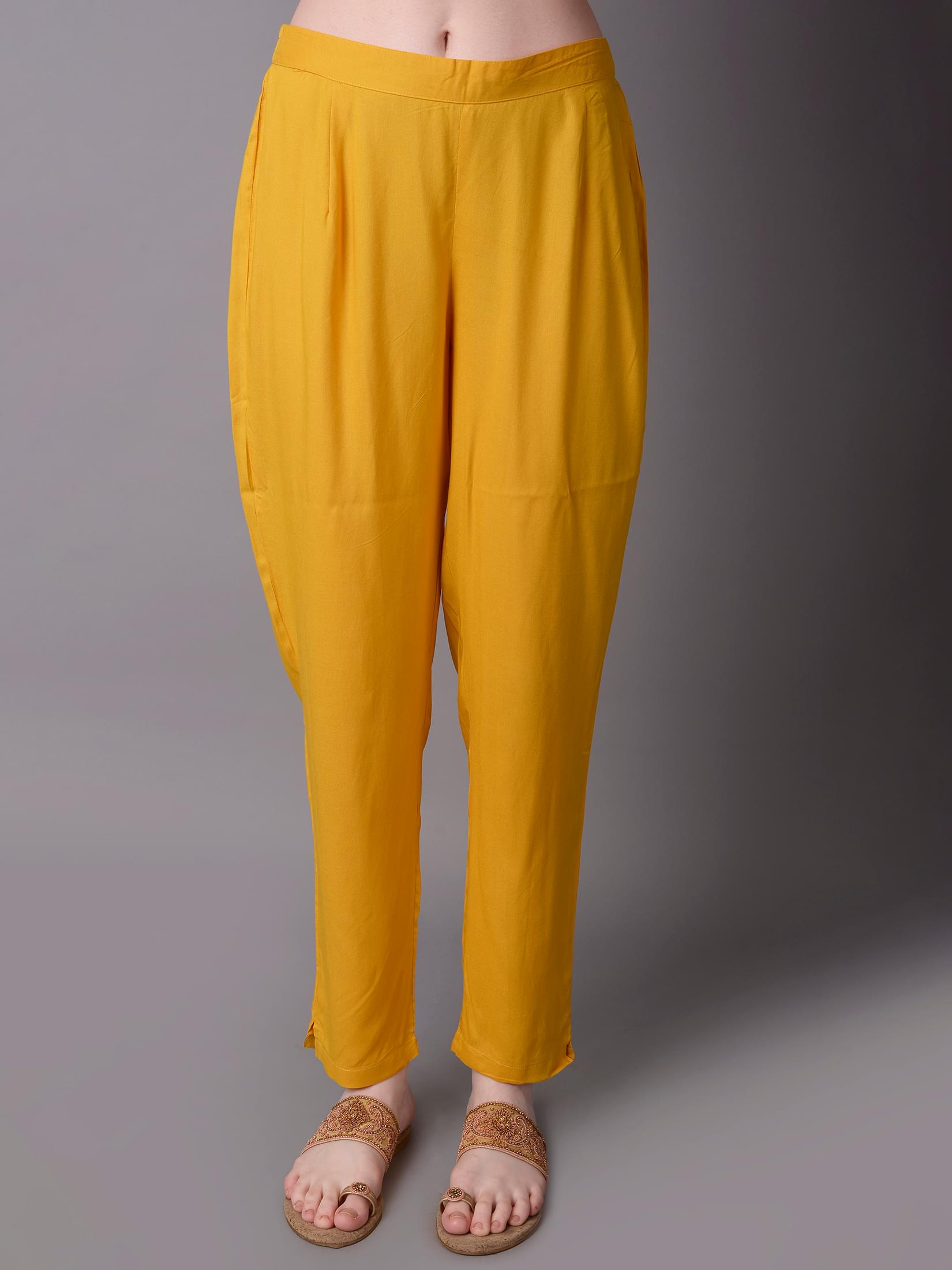 Women Mustard Ornamental Printed Kurta With Trouser.