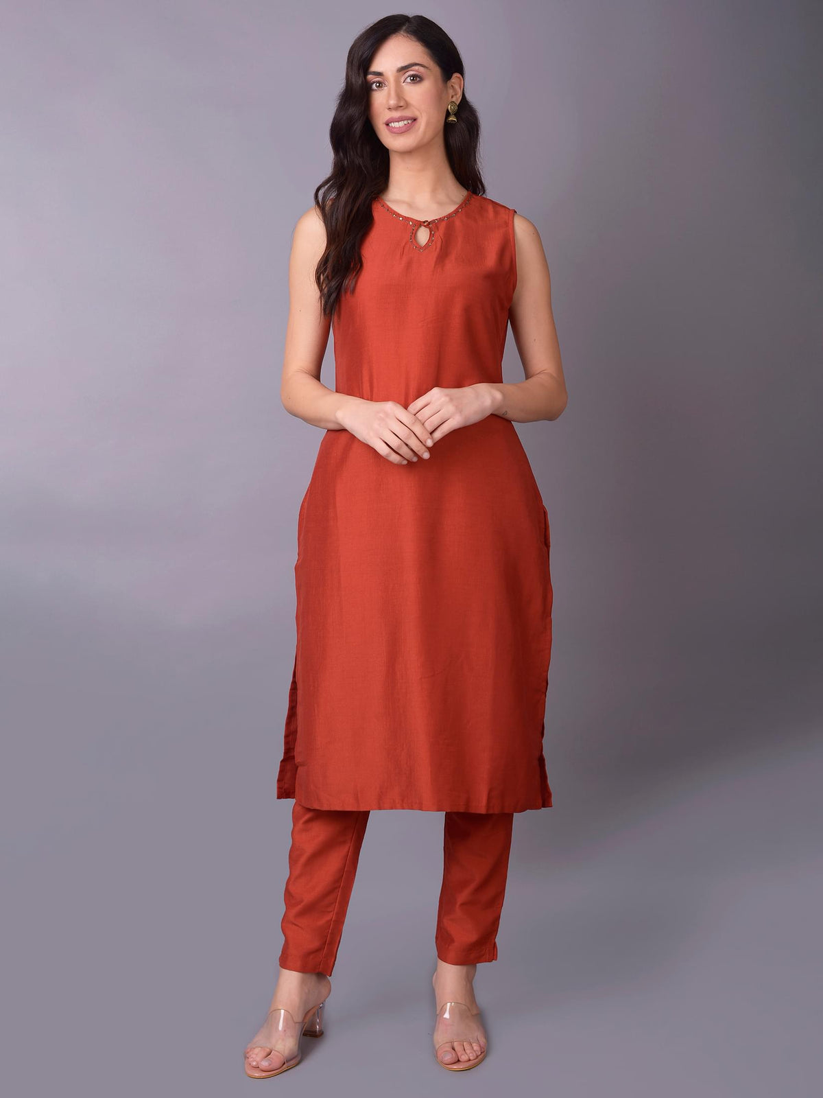Women Grey Ornamental Printed Kurta Trouser Jacket.