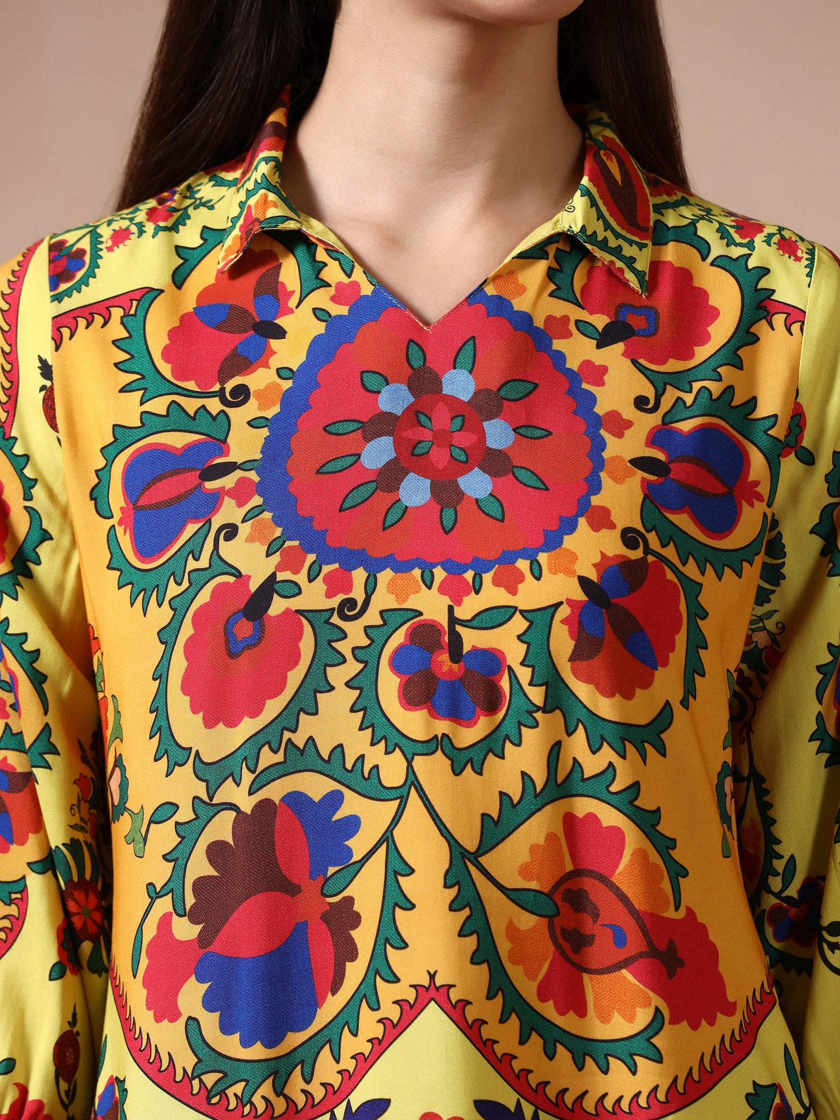 Women Liva Yellow Printed Co Ord Set