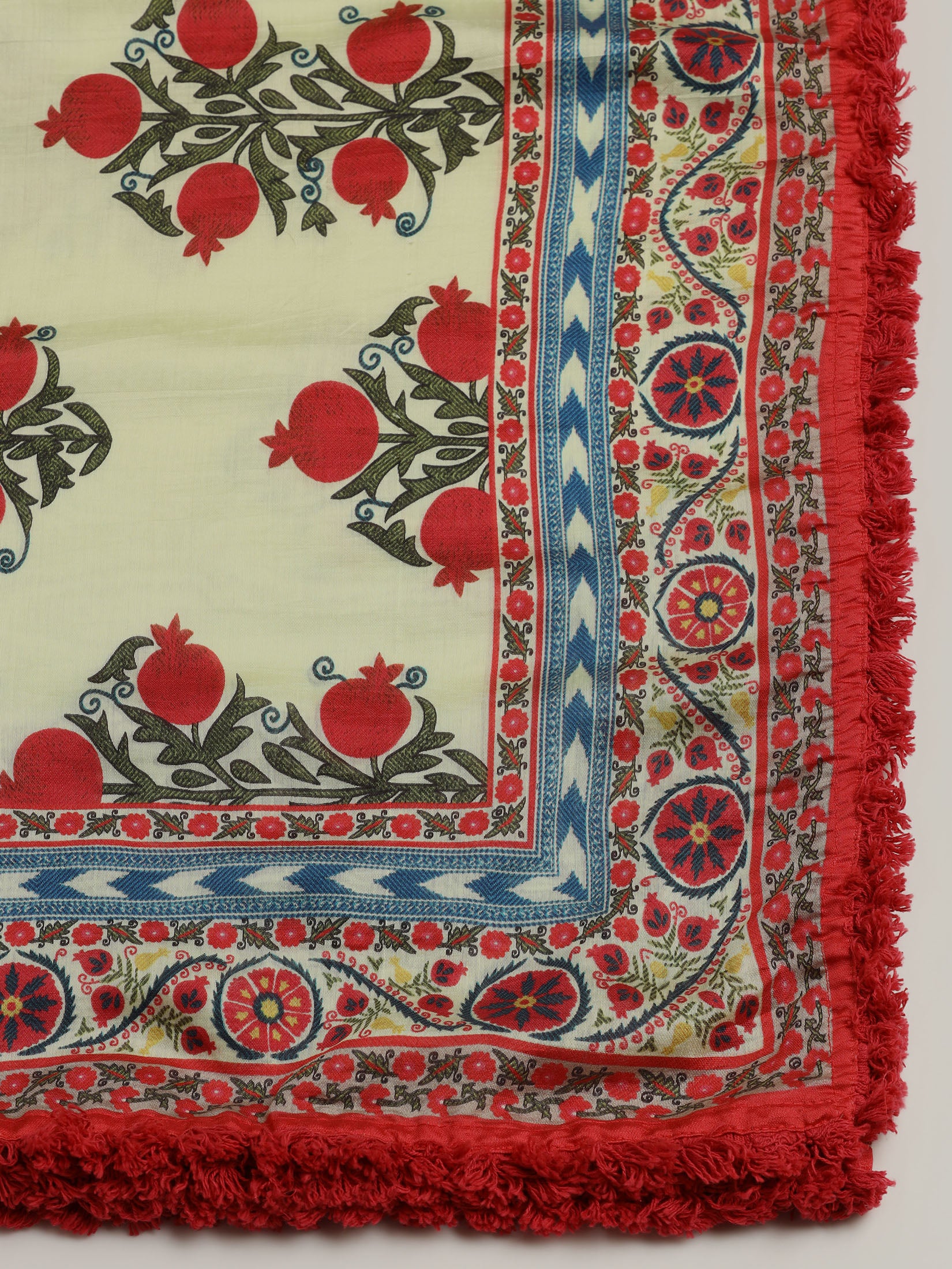 Women Liva Lime Yellow Printed Kurta Comfort Pant Dupatta