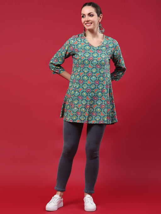 Cotton Lakhnavi Short Kurtis for Women Latest Computer Embroidery Tunic tops  at Rs 250/piece in New Delhi