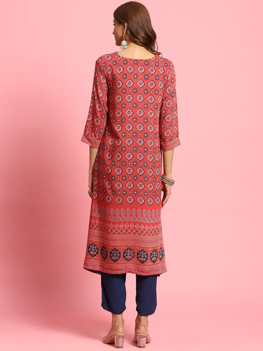 fcity.in - Shree Ganesh Fashion Cotton Anarkali Printed Pink Kurti For Women  /