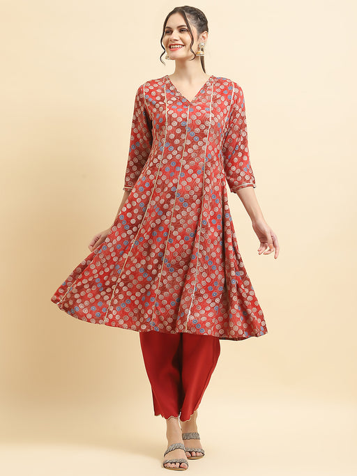 Kurtee King Indi Floral Print Kurta, Trouser/Pant & Dupatta Set