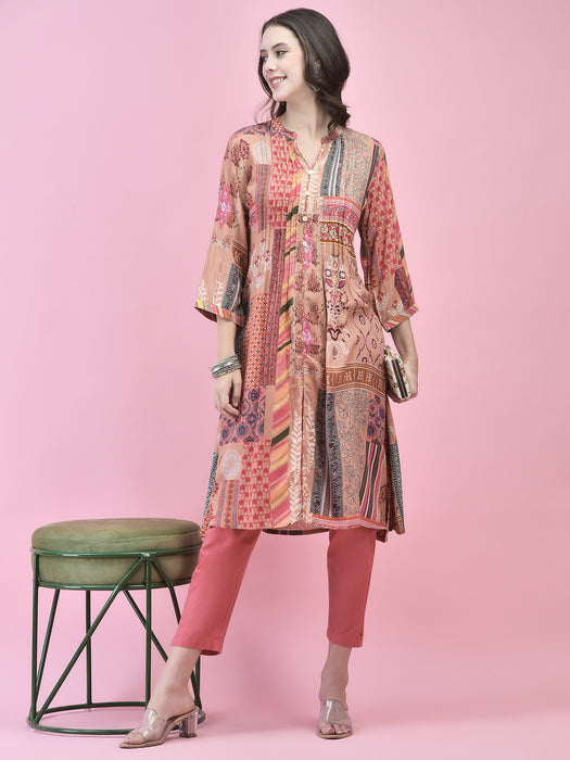 Women Liva Rayon Multicolor Floral Print Kurta