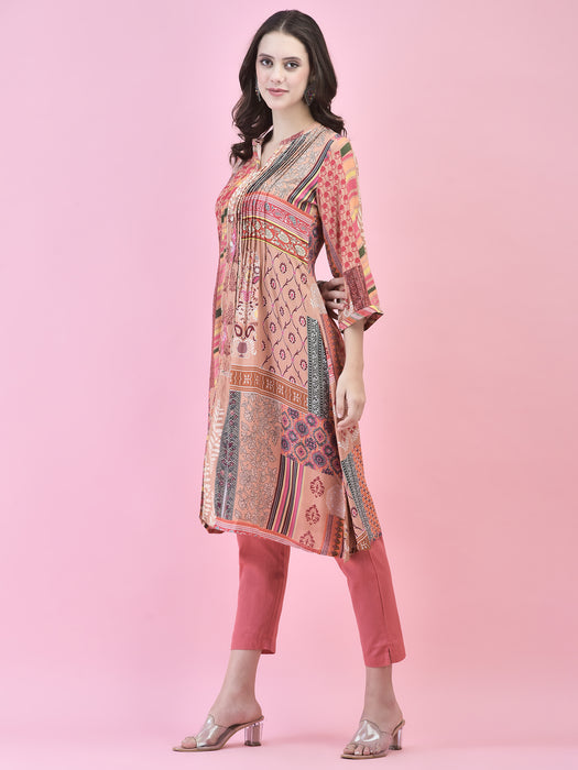 Women Liva Rayon Multicolor Floral Print Kurta