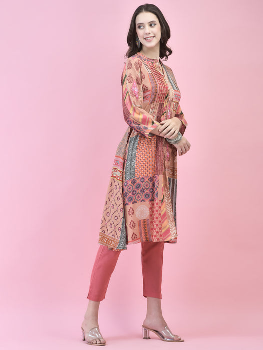 Women Liva Rayon Multicolor Floral Print Kurta