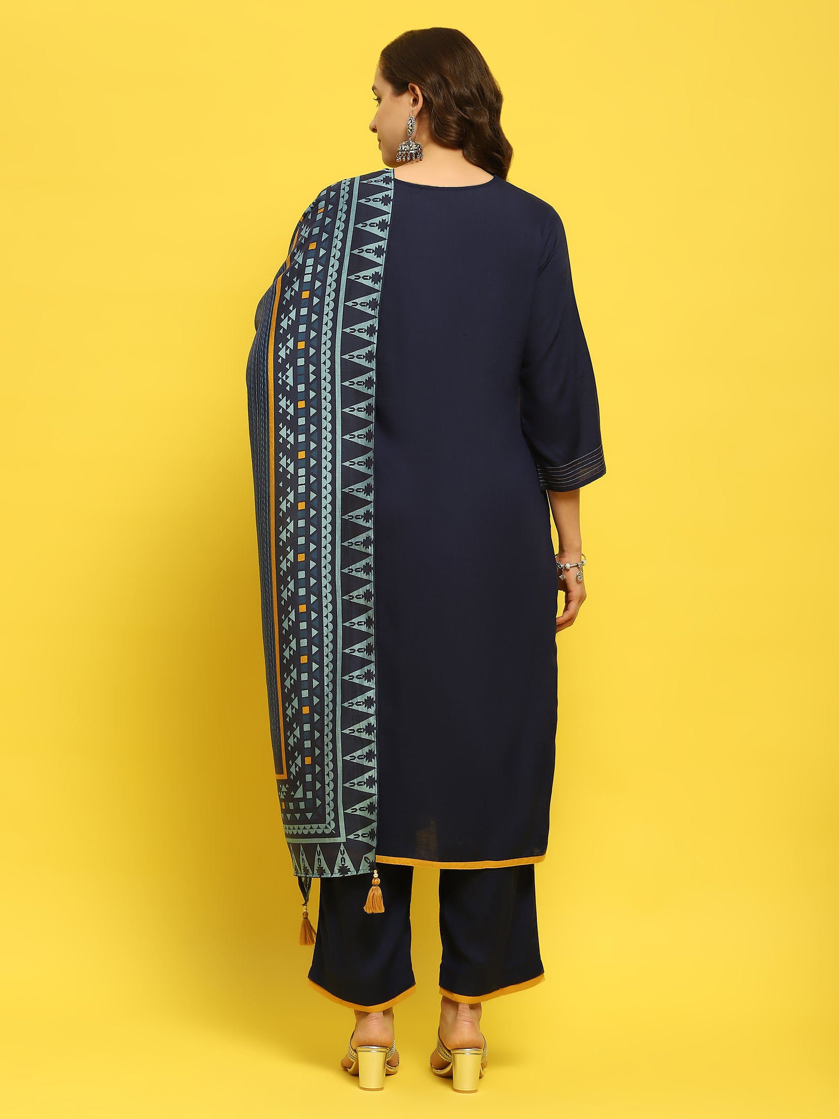 Women Indigo Blue Liva Rayon Kurta Comfort Pant Dupatta