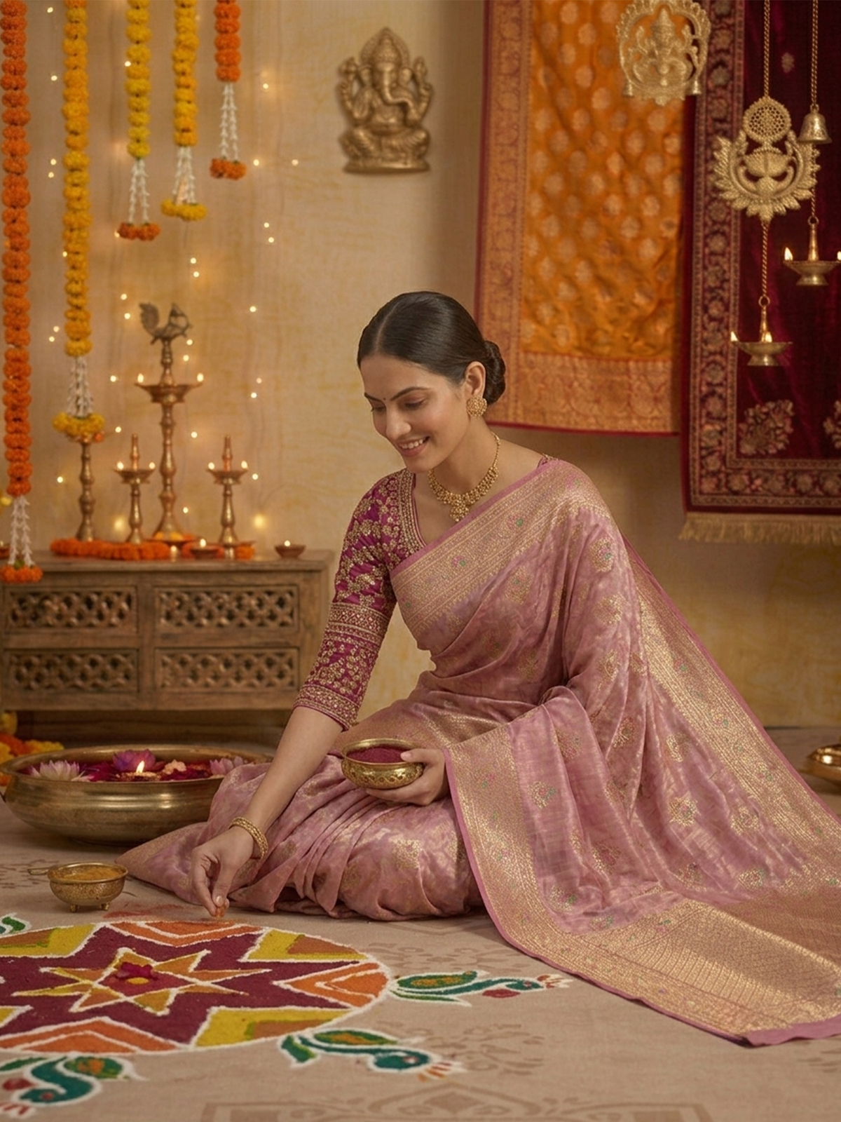 Women Onion Pink Viscose Saree With Stitch Blouse