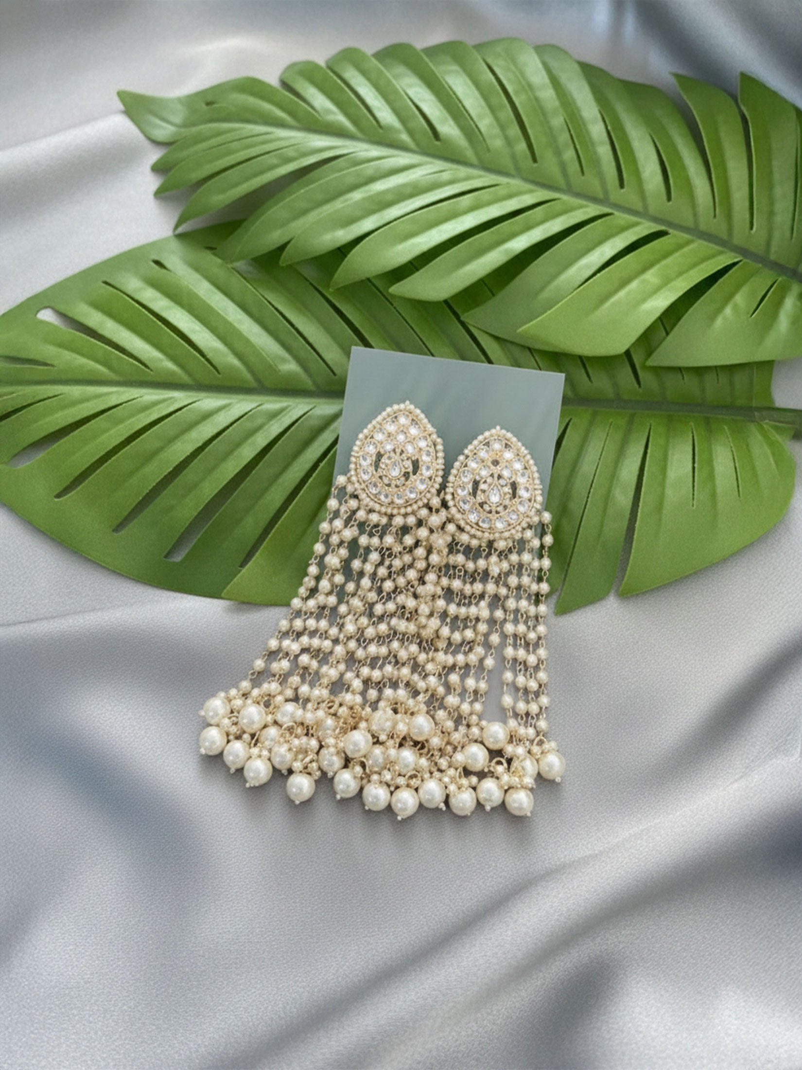 Grand Pearl Multi-Strand Jhumka Earrings