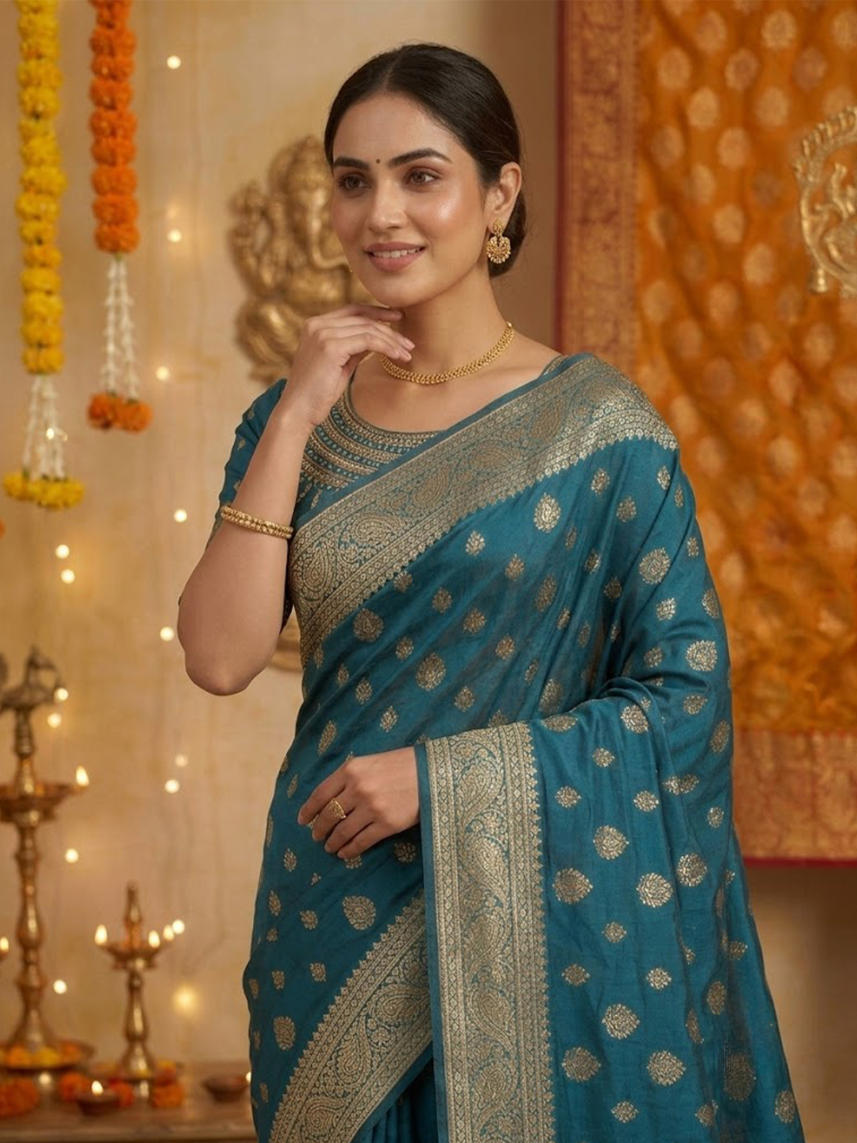 Women Steal Blue Viscose Saree With Stitch Blouse