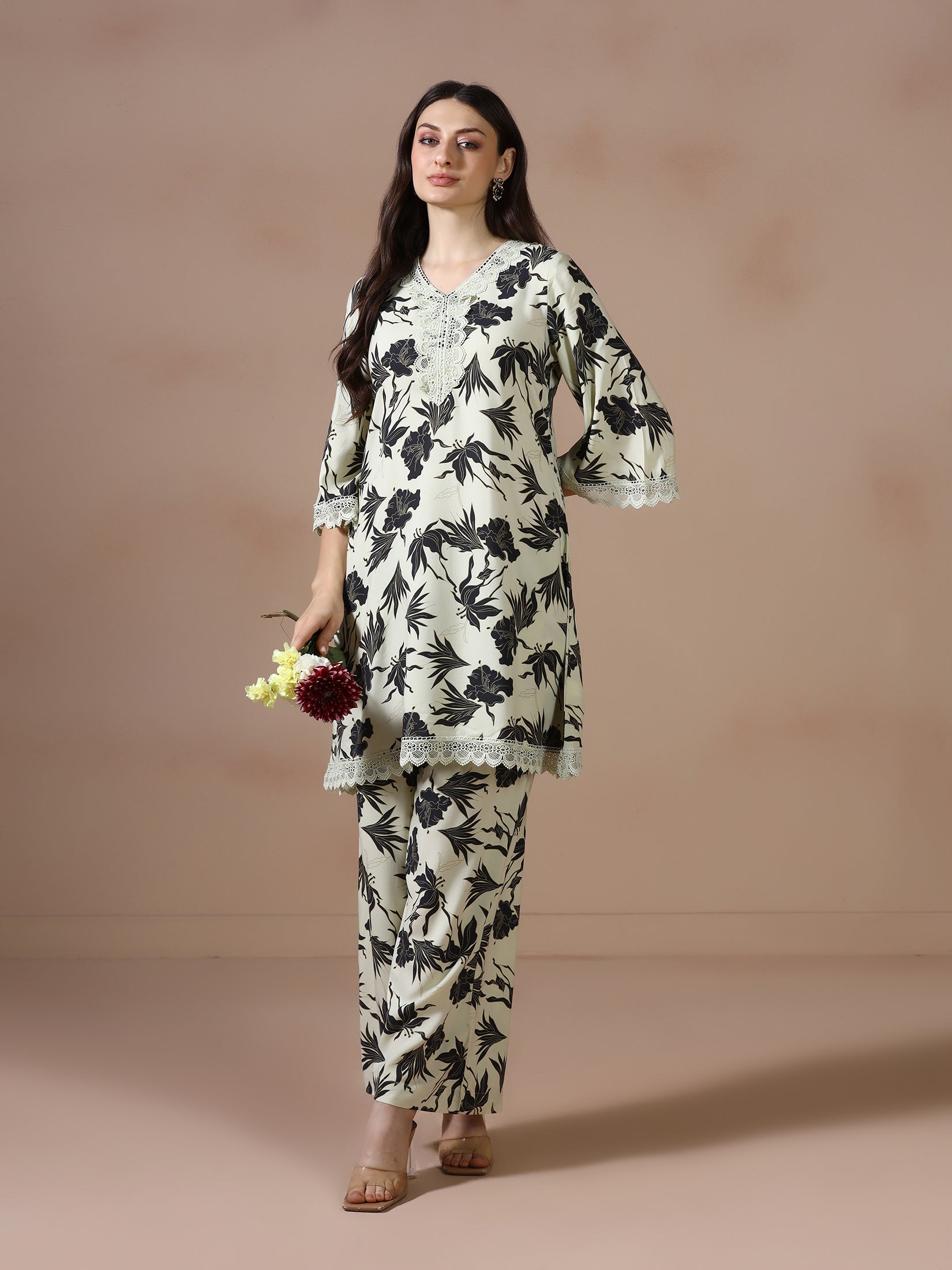Women Green Liva Printed Co Ord Set
