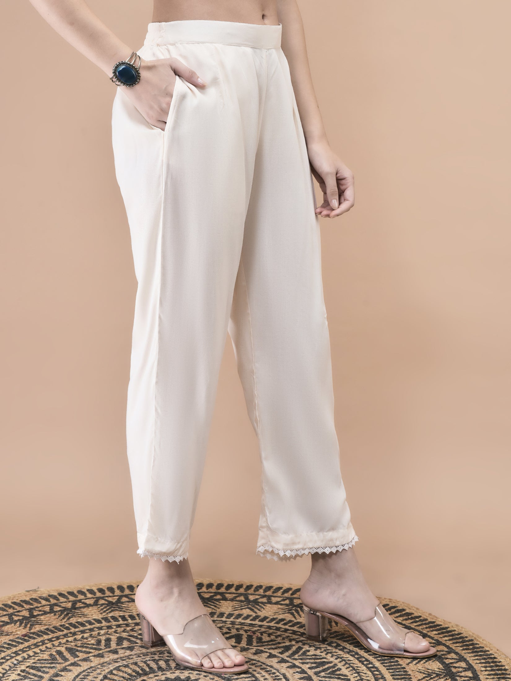 Women Liva Off White Floral Print Kurta Comfort Pant Dupatta