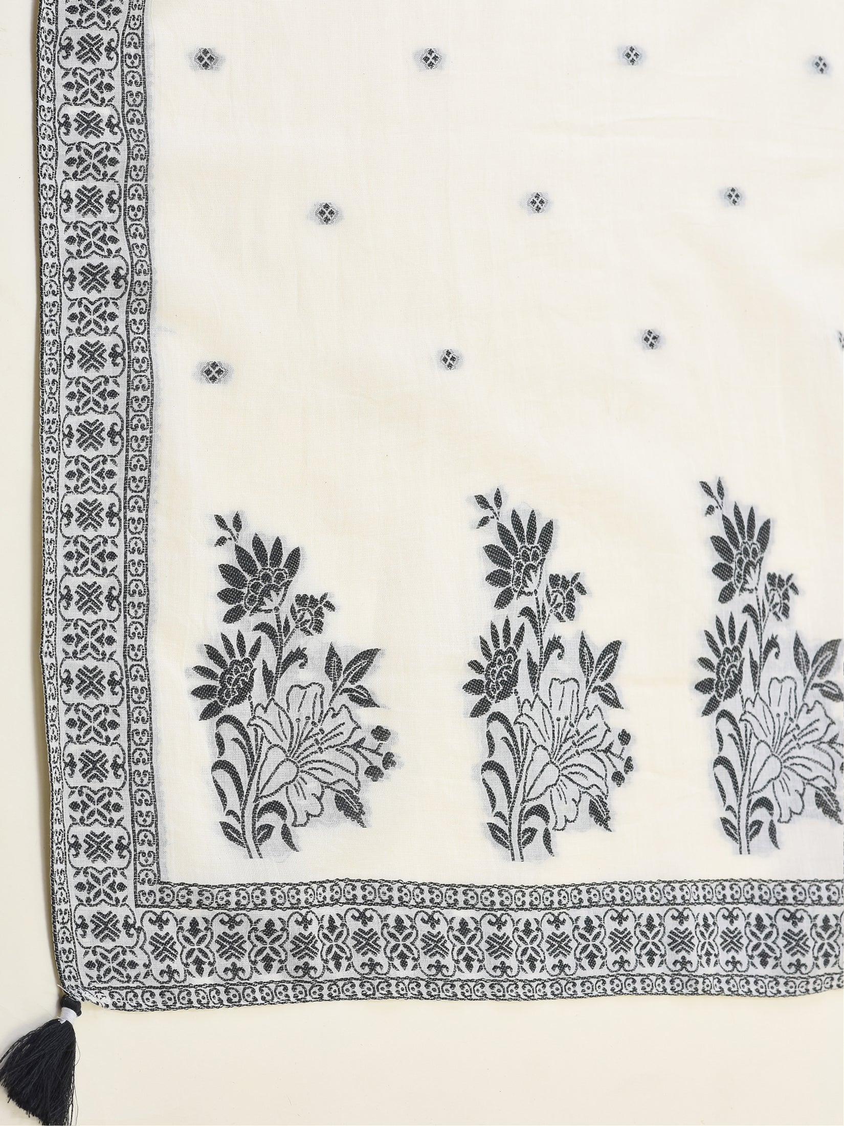 Women Jacquard Off White Solid Kurta Comfort Pant Dupatta