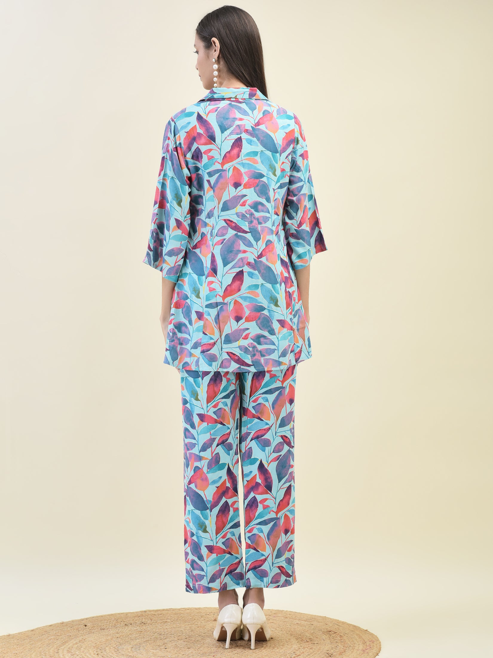 Women Liva Rayon Multicolor Abstract Print Co-Ord Set