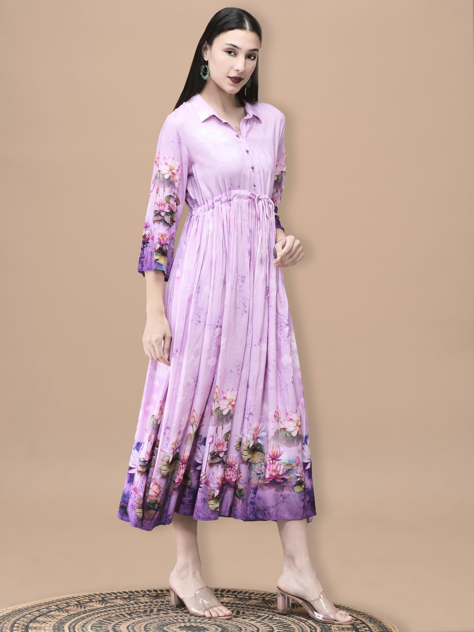 Women Liva Lilac Floral Print Dress