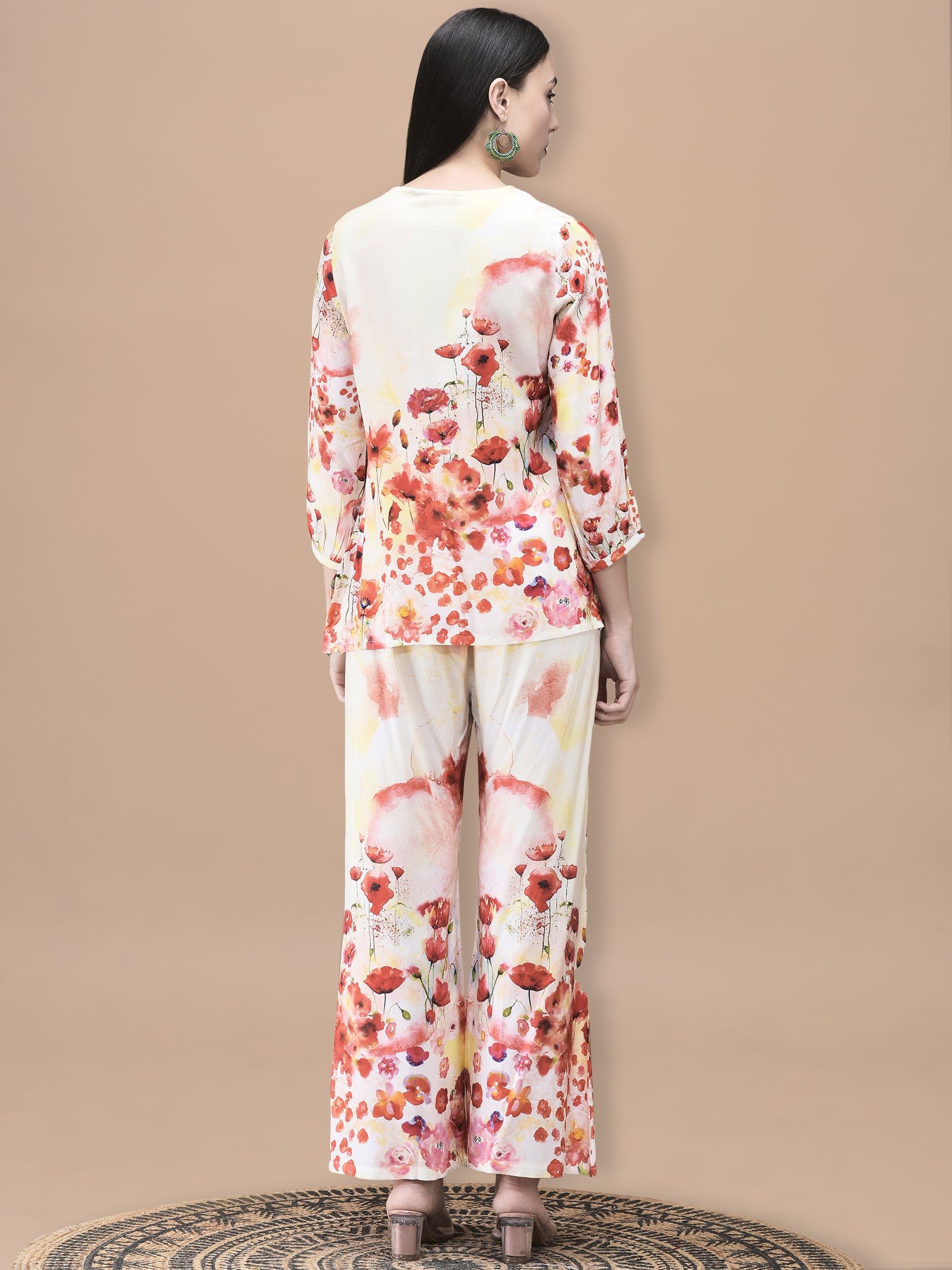Women Liva Multicolor Floral Print Co-Ord Set