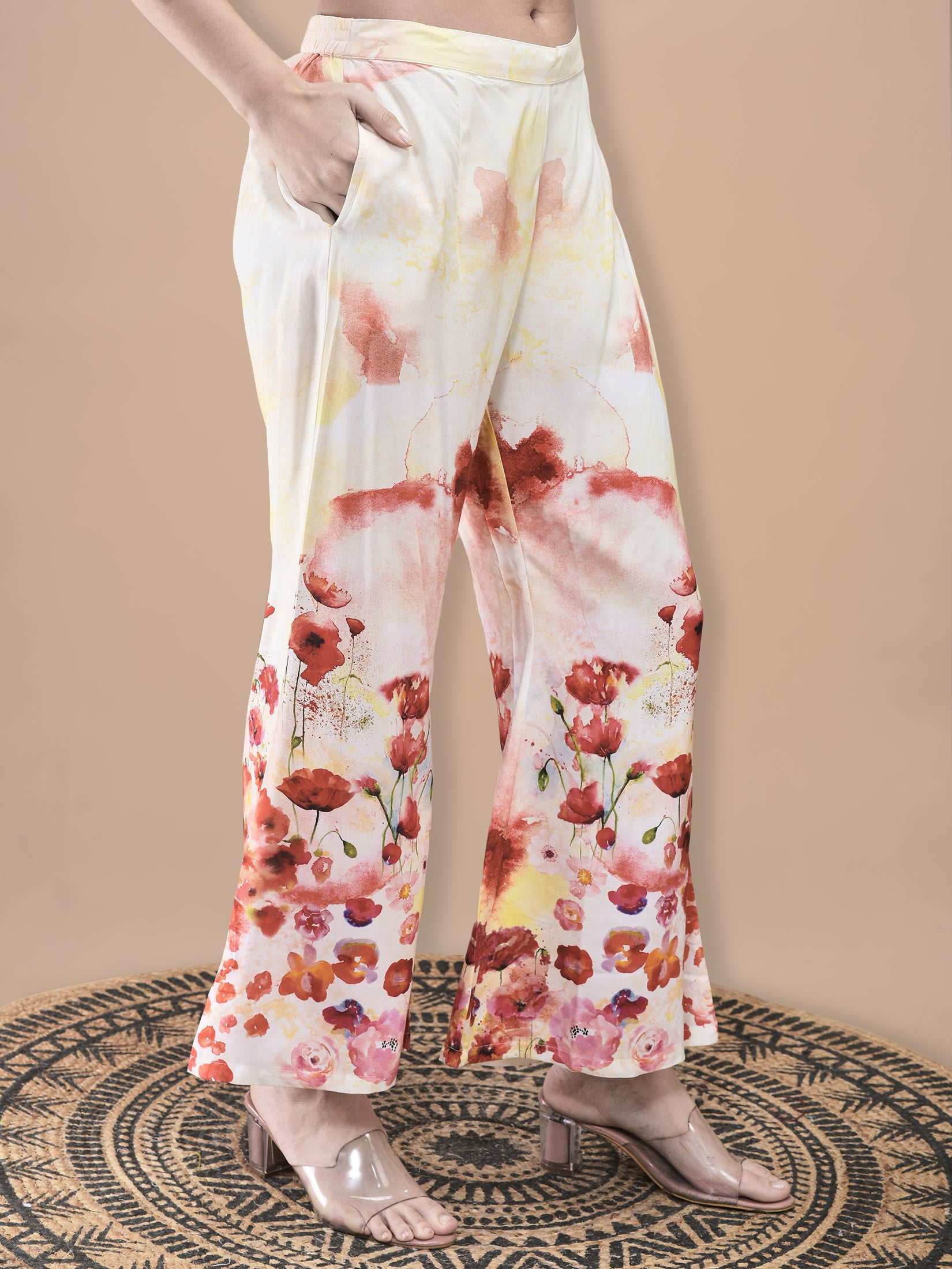 Women Liva Multicolor Floral Print Co-Ord Set