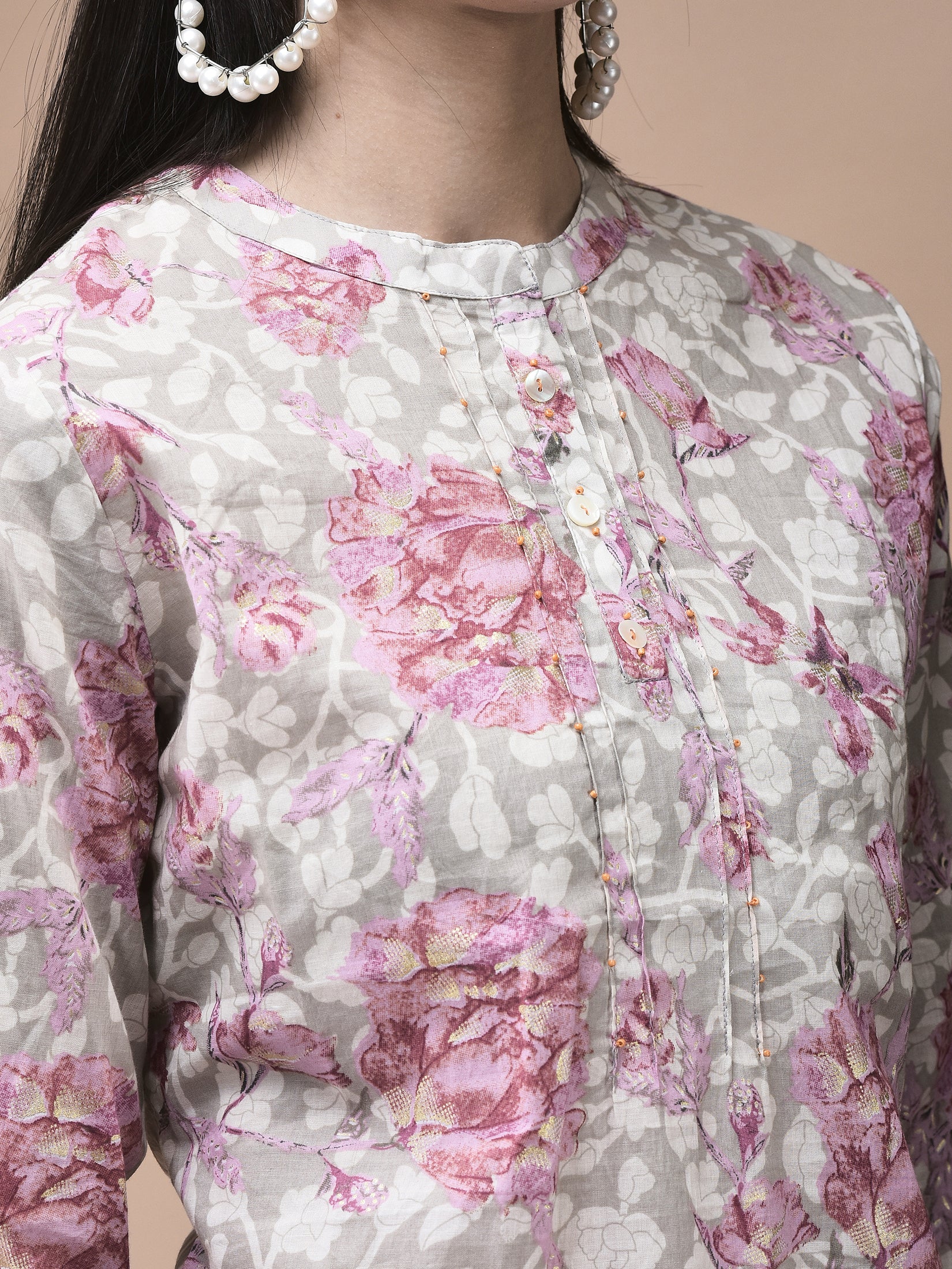 Women Cotton Multicolor Floral Print Tunic